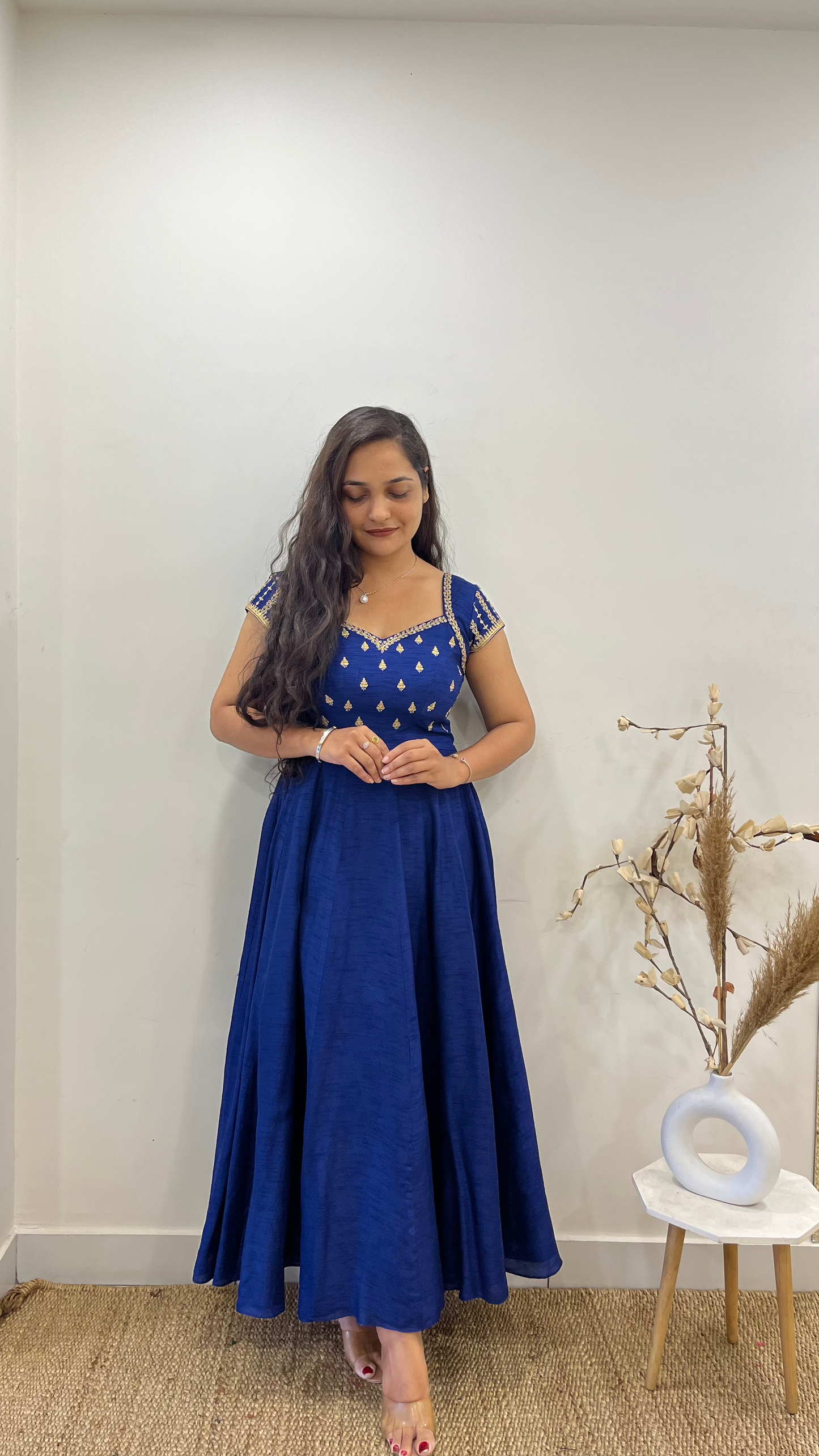 Royal Blue Cap Sleeves Anarakali