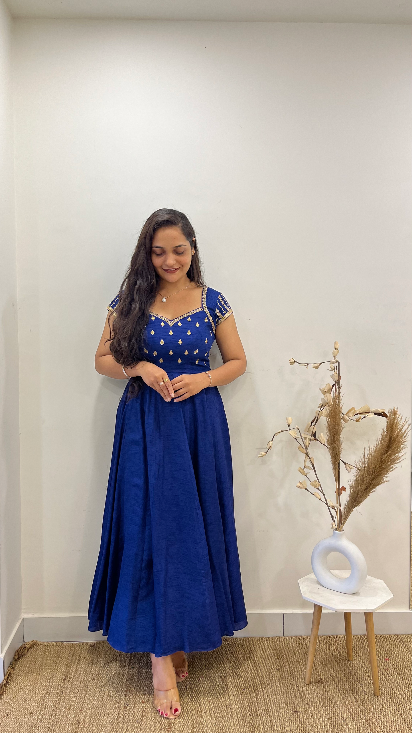 Royal Blue Cap Sleeves Anarakali