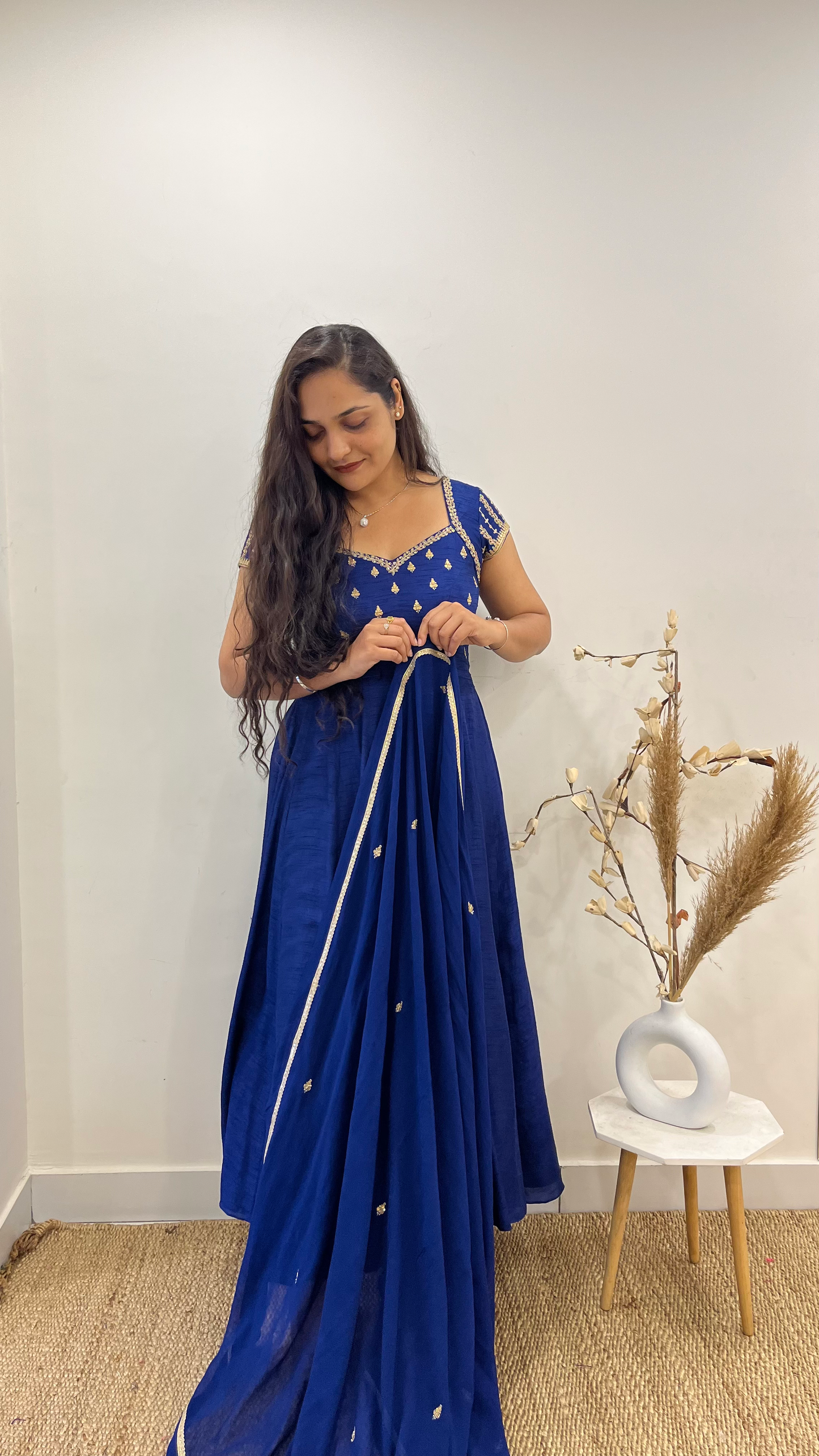 Royal Blue Cap Sleeves Anarakali