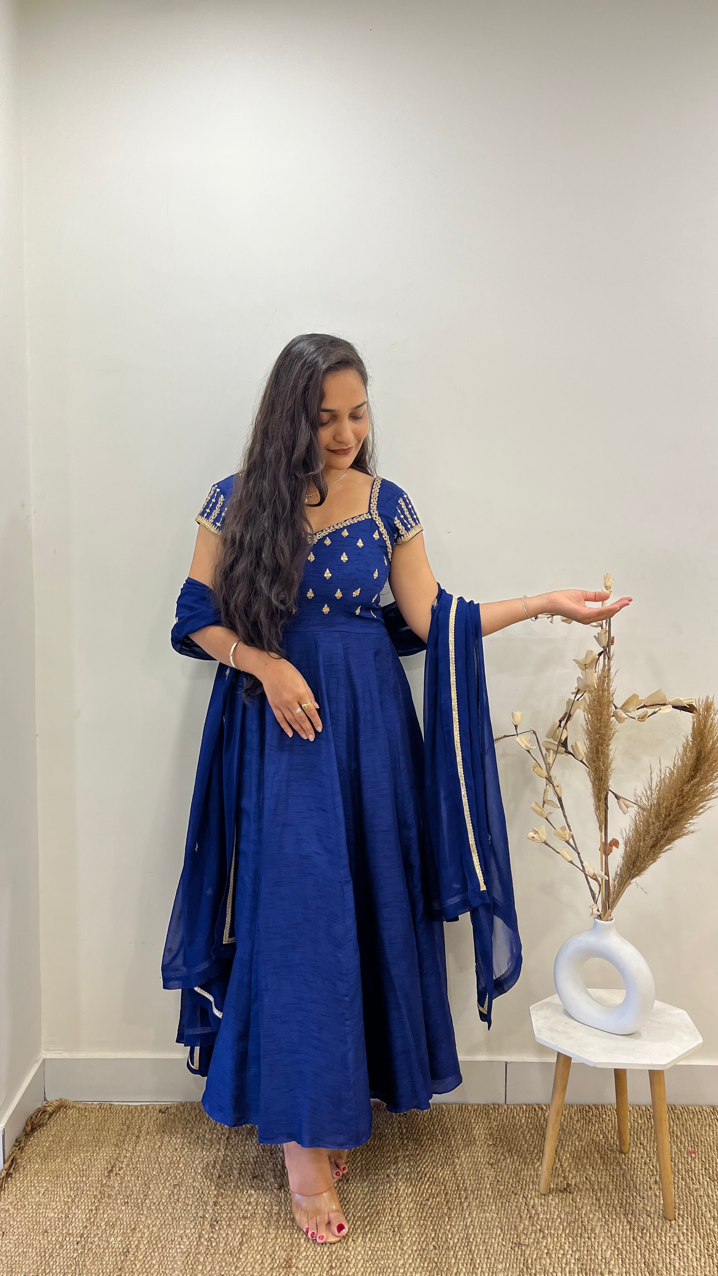 Royal Blue Cap Sleeves Anarakali