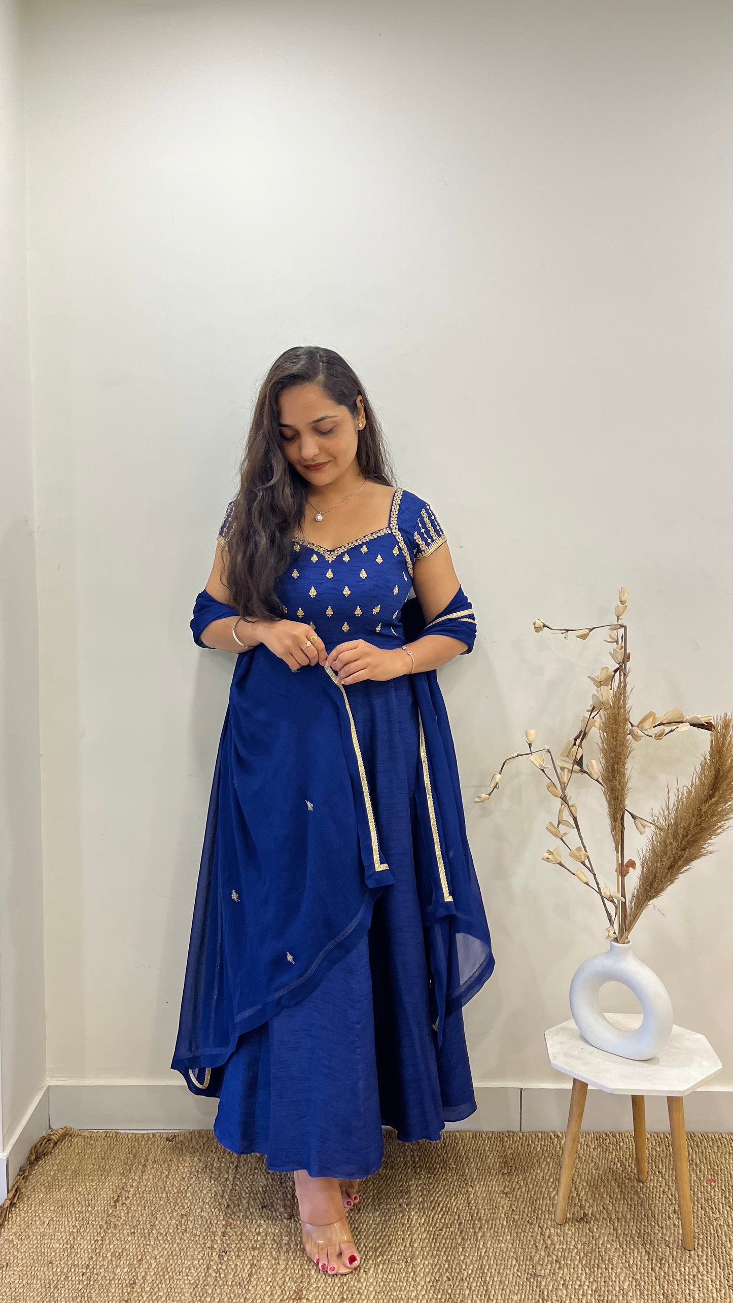 Royal Blue Cap Sleeves Anarakali