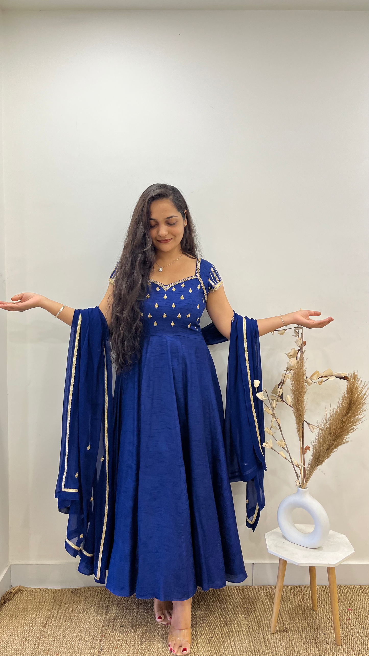 Royal Blue Cap Sleeves Anarakali