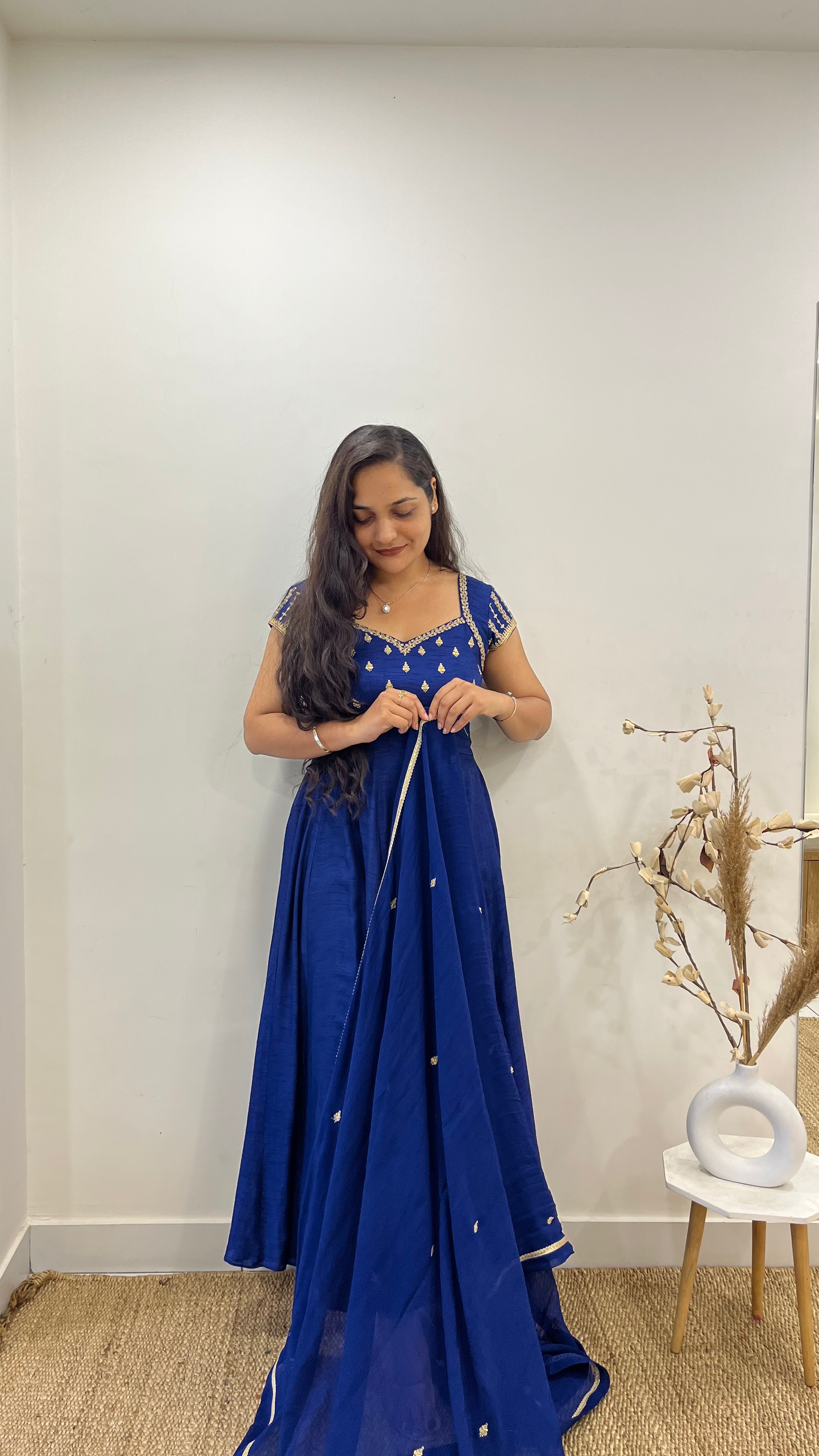 Royal Blue Cap Sleeves Anarakali