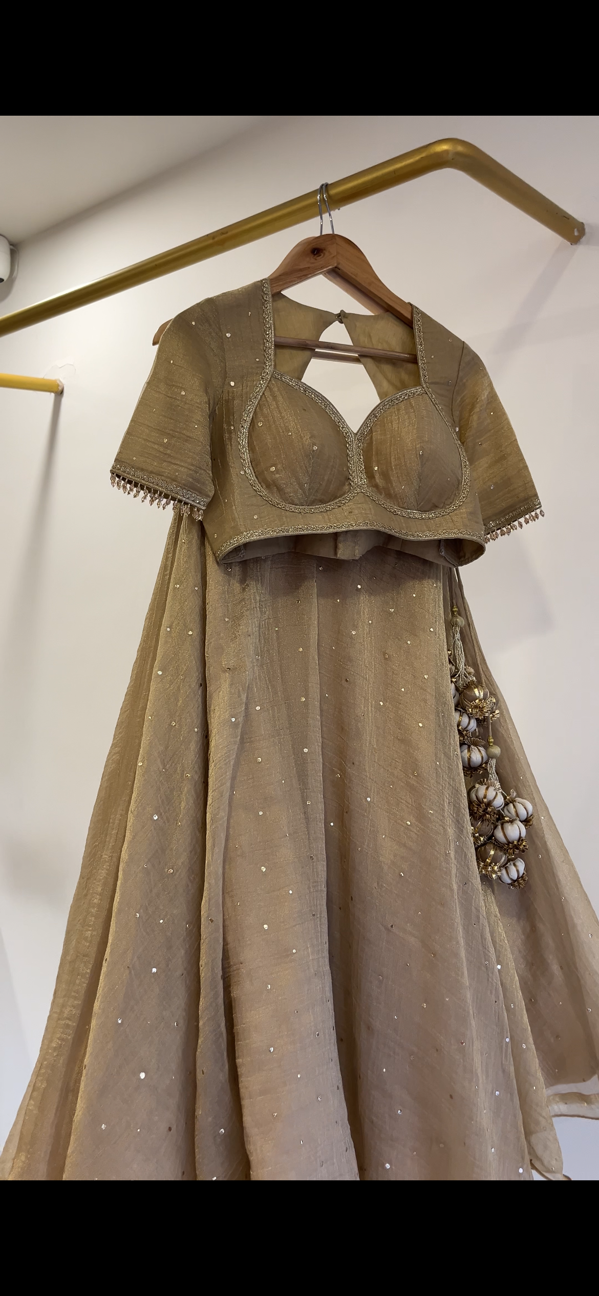 Golden Tissue Lehenga