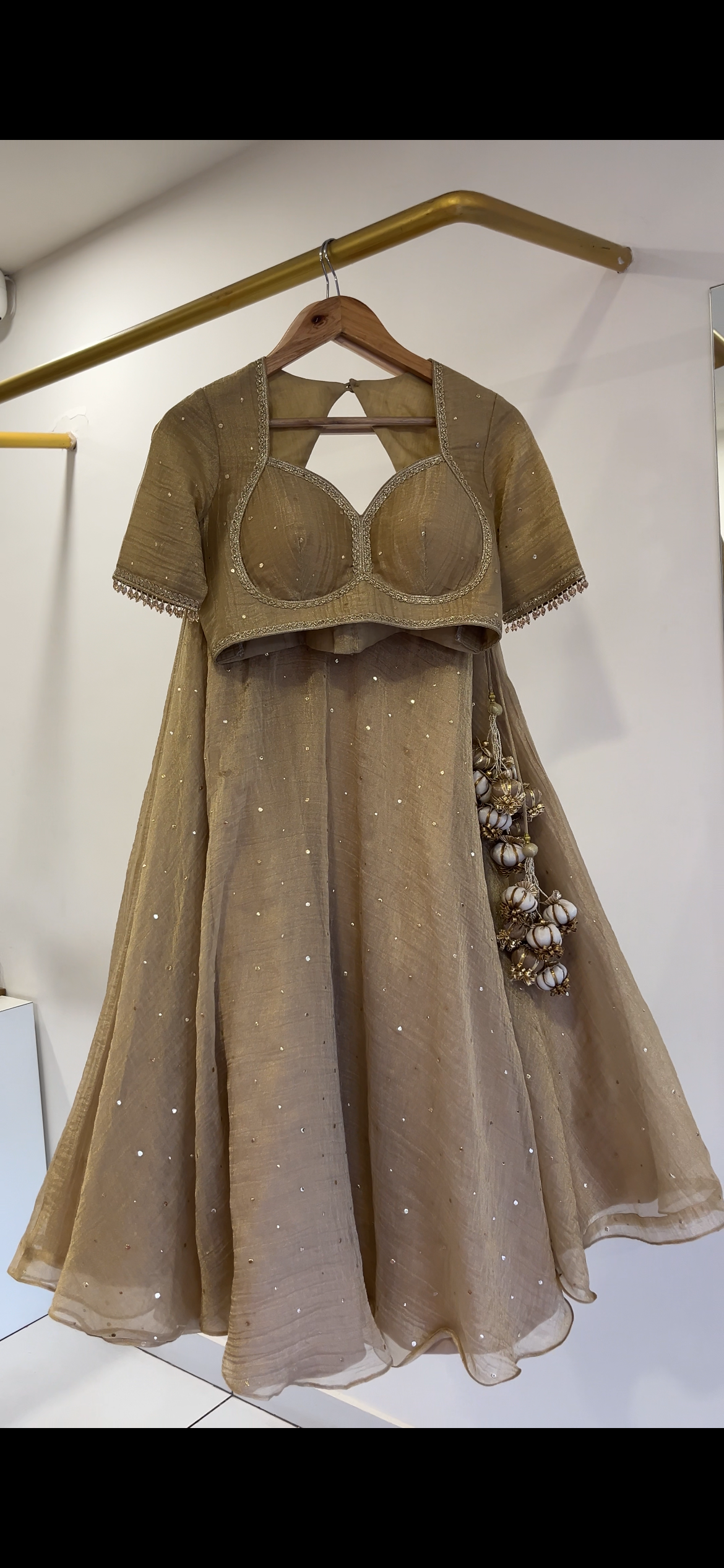 Golden Tissue Lehenga