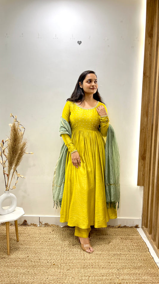 Mehendi Green Anarkali