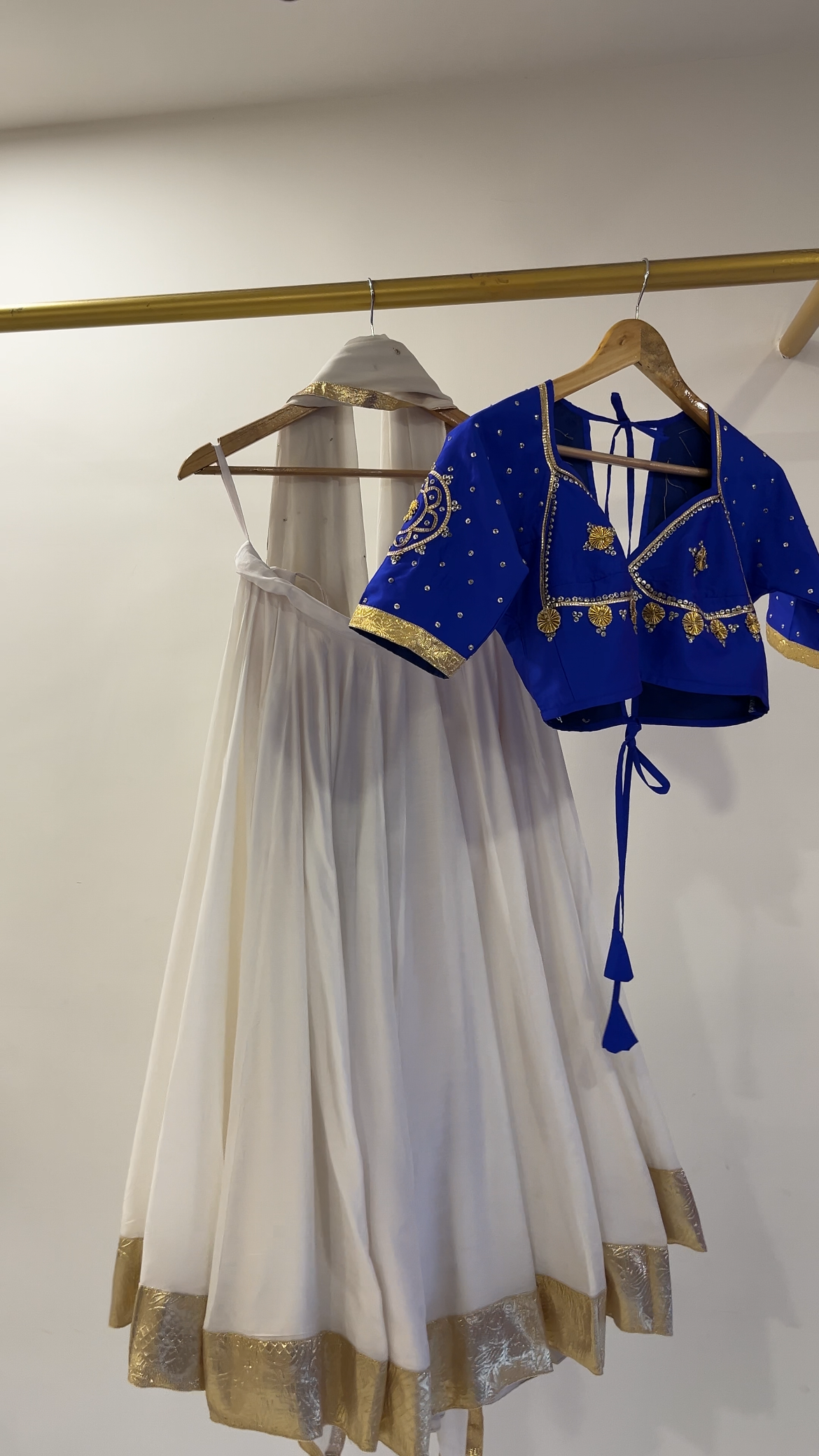 Neeli Aangi with White lehenga
