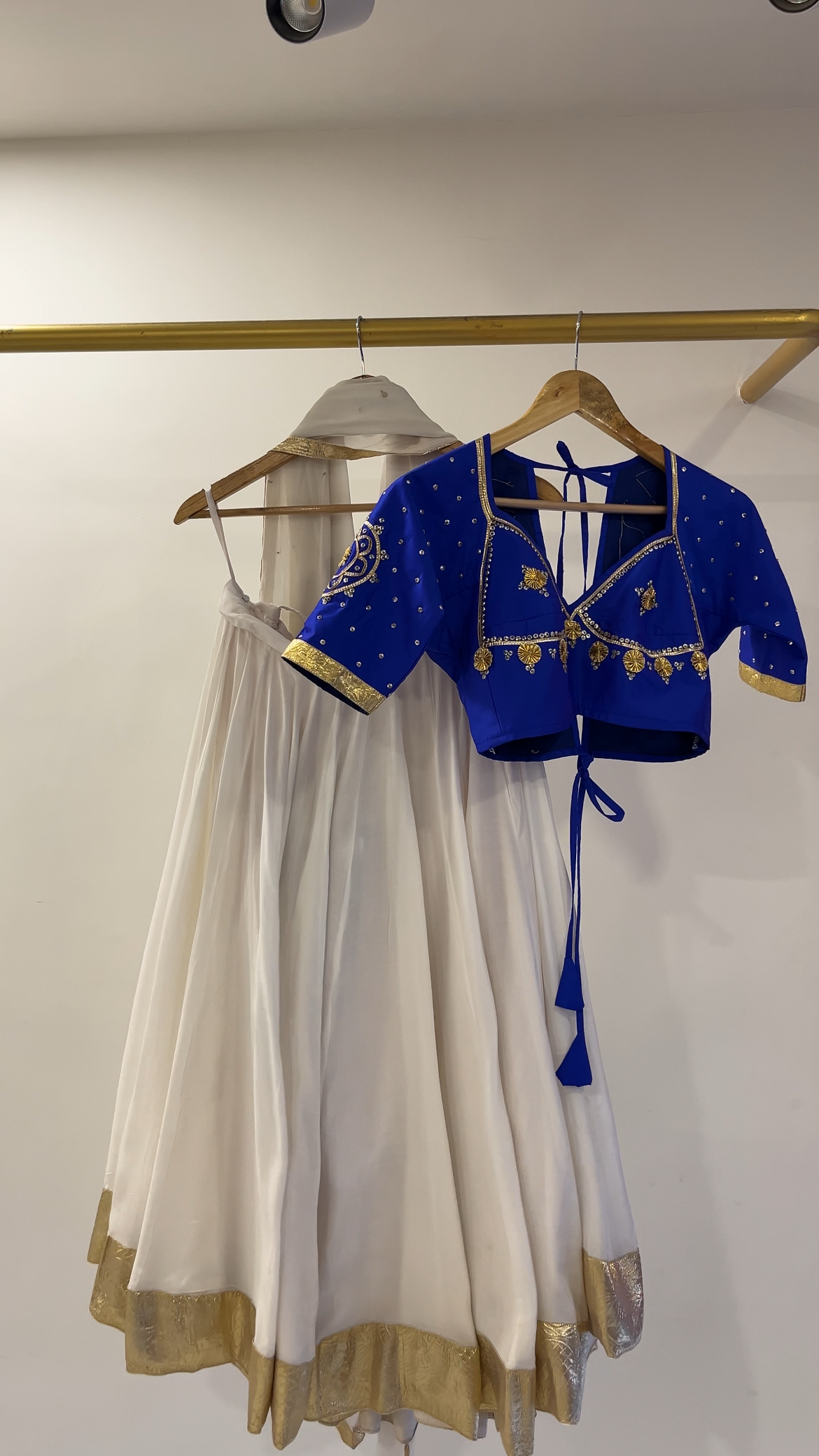 Neeli Aangi with White lehenga
