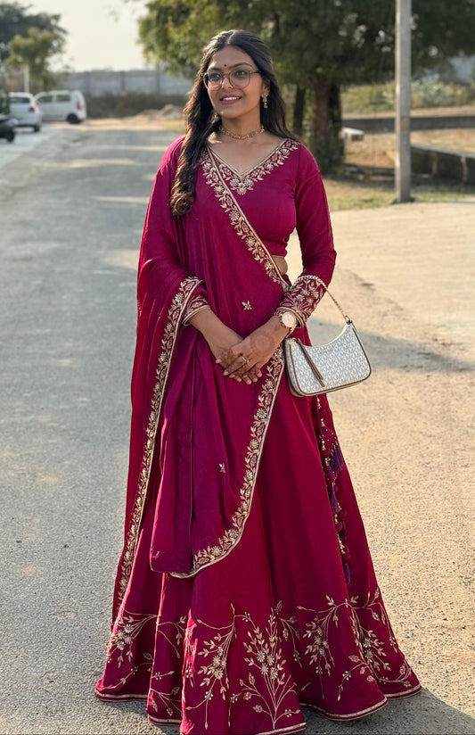 Preksha's Wine Lehenga