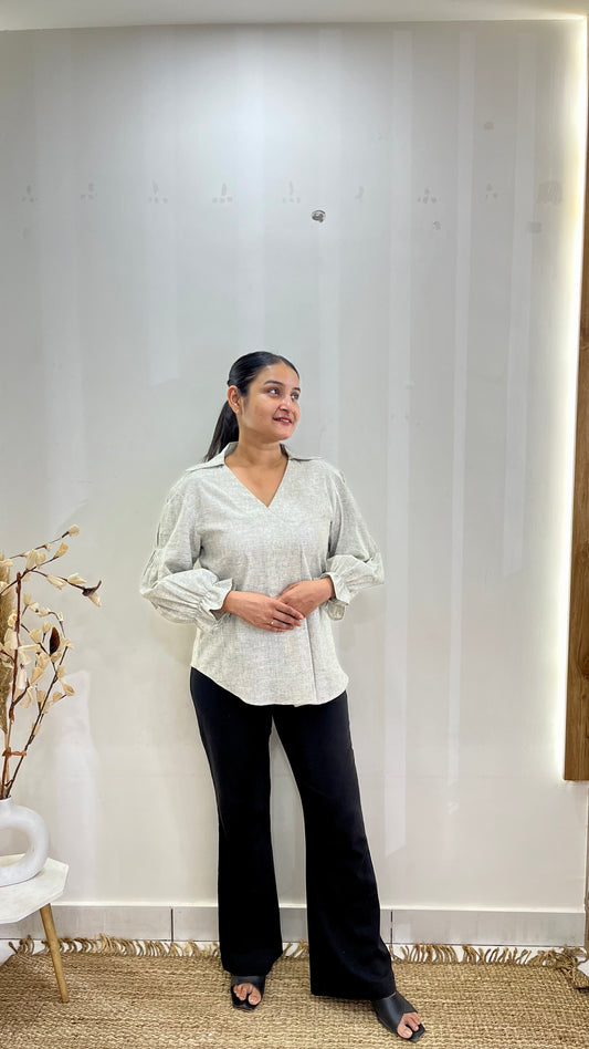 Grey Boss lady Office Shirt