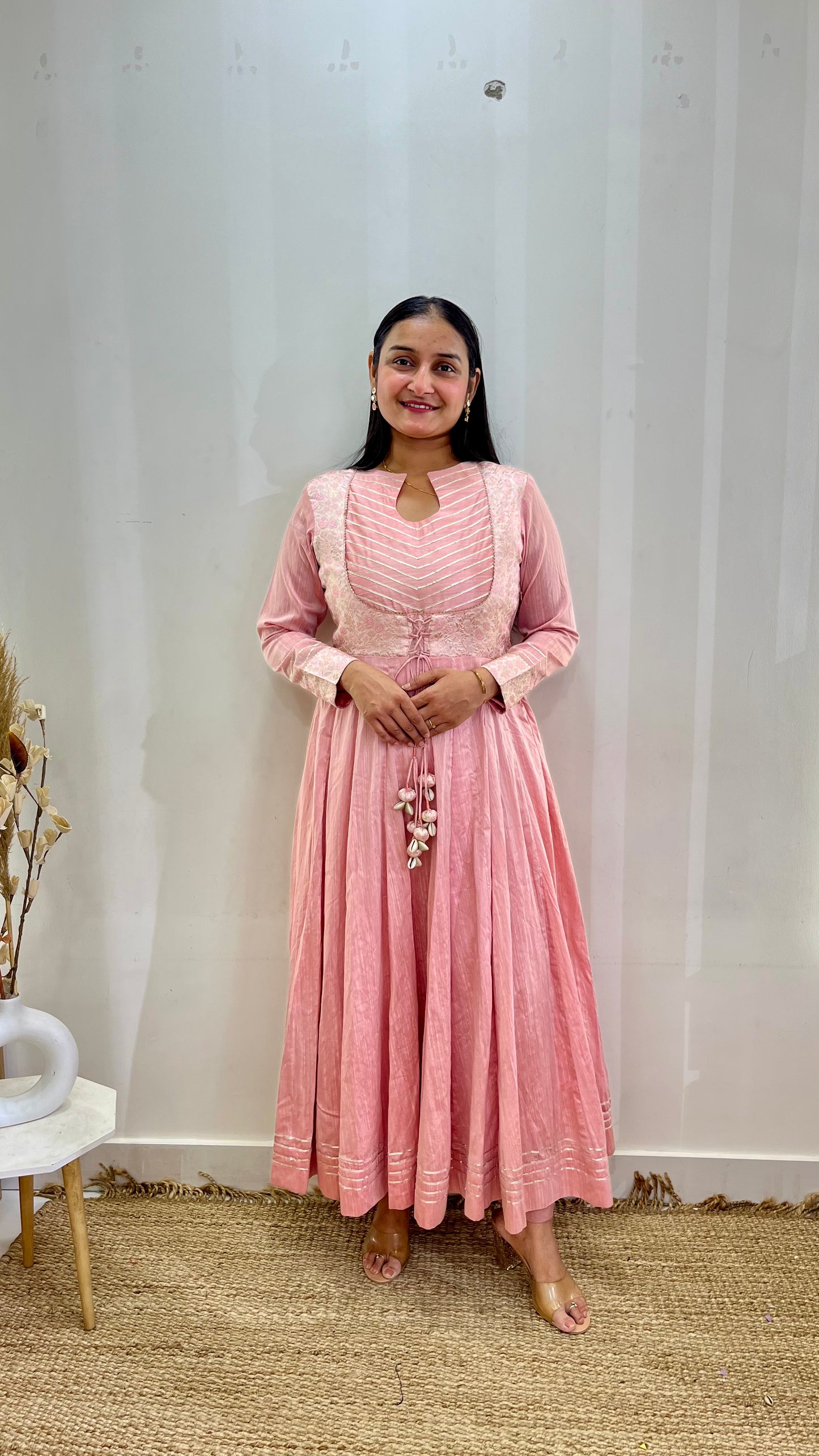Pink Banarasi Anarkali