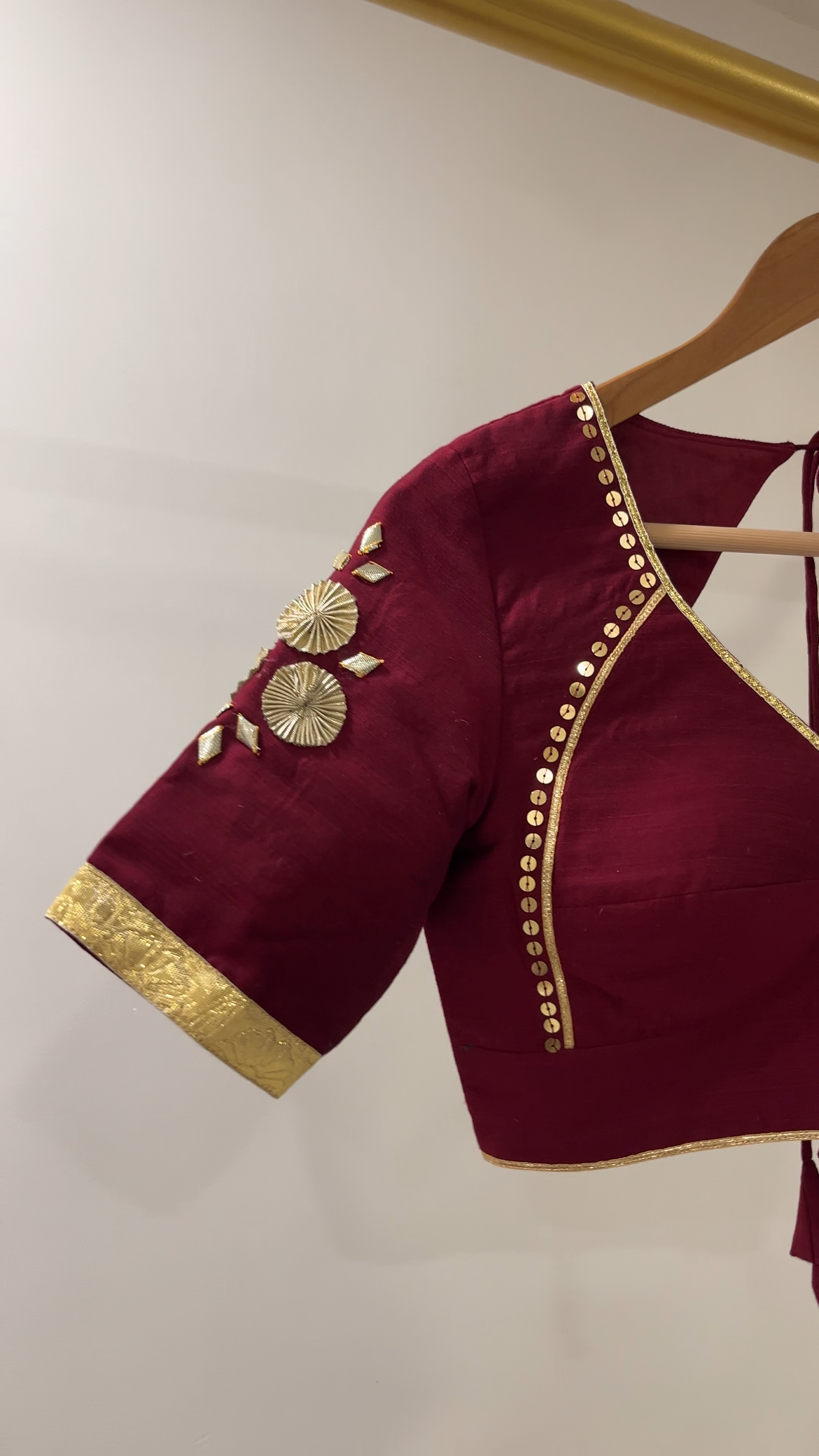 Orange Gota lehenga with Maroon Blouse