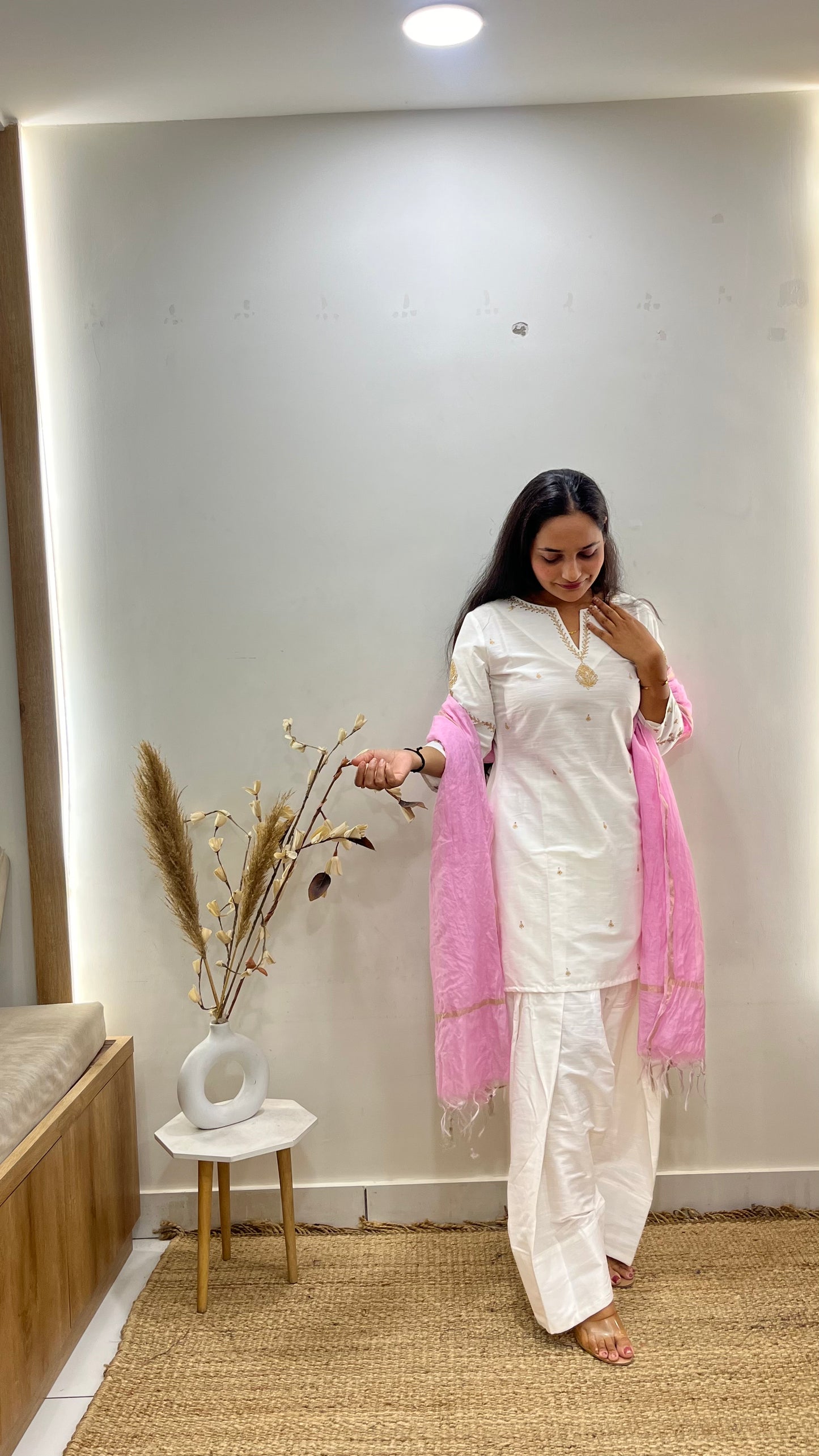 Off White & Pink Farsi Salwar Set