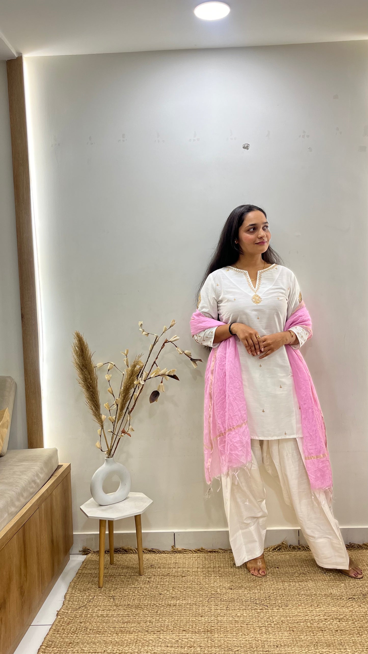 Off White & Pink Farsi Salwar Set