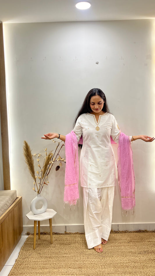 Off White & Pink Farsi Salwar Set