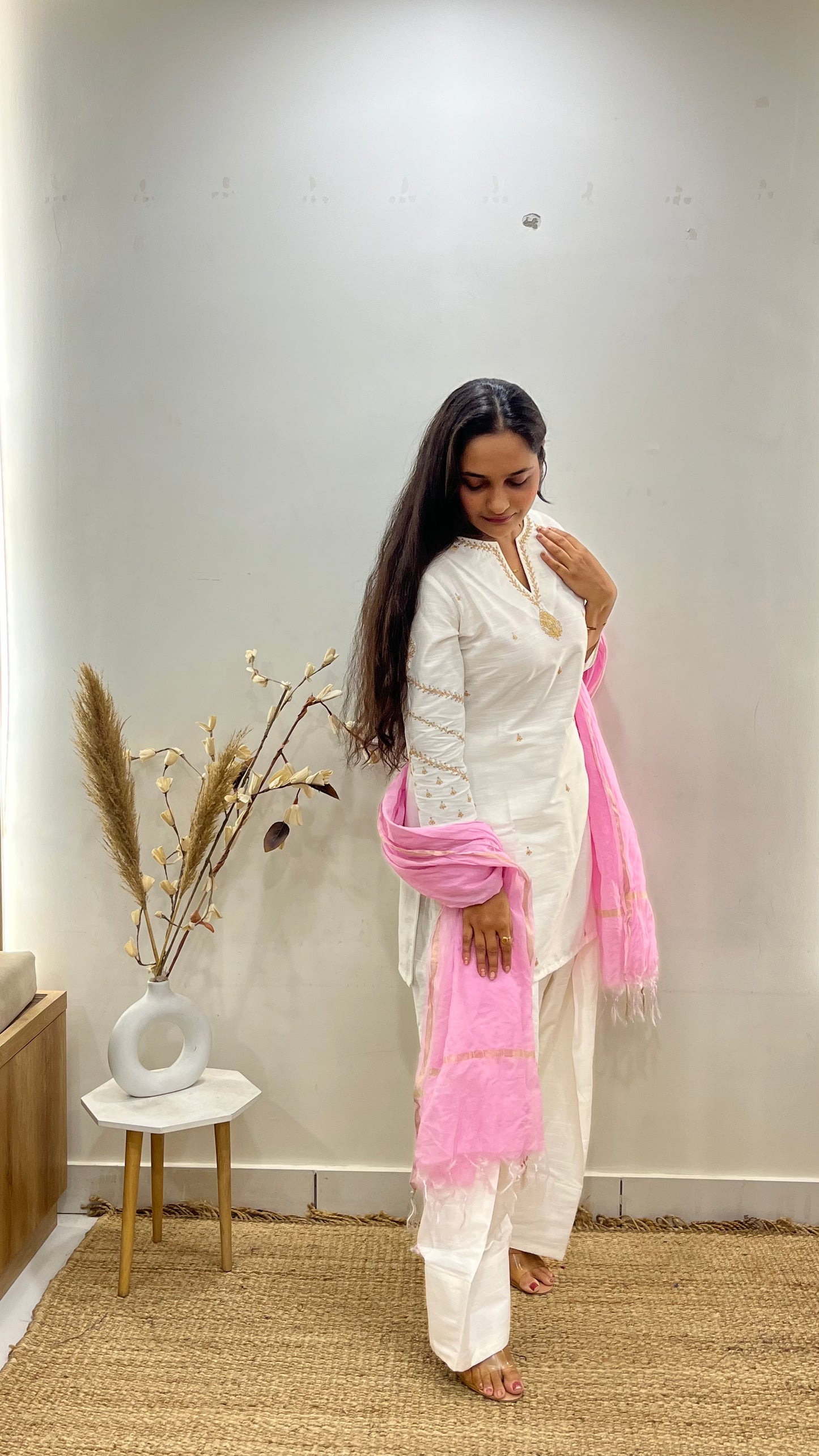 Off White & Pink Farsi Salwar Set