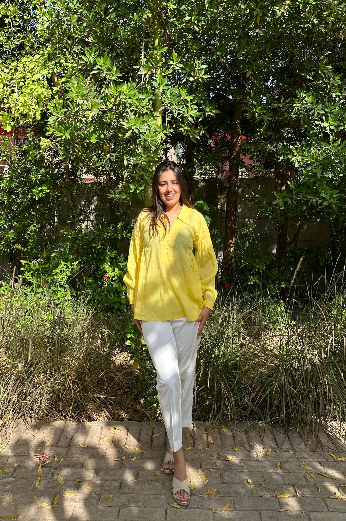 Yellow Embroidered Top