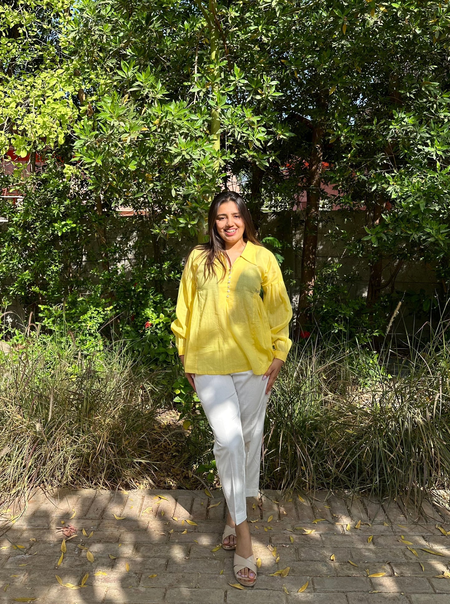 Yellow Embroidered Top