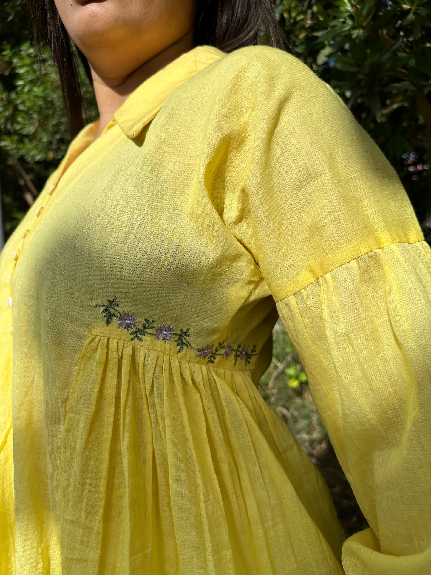 Yellow Embroidered Top
