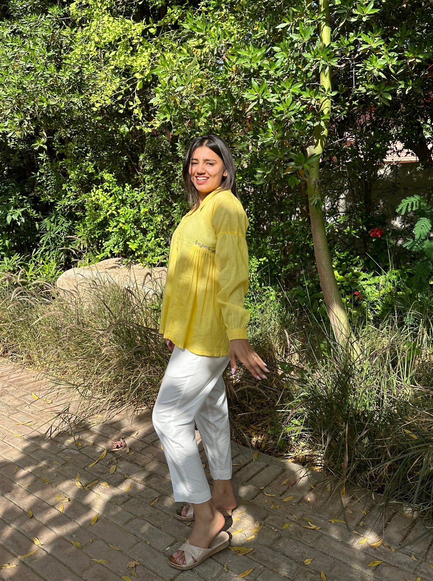 Yellow Embroidered Top