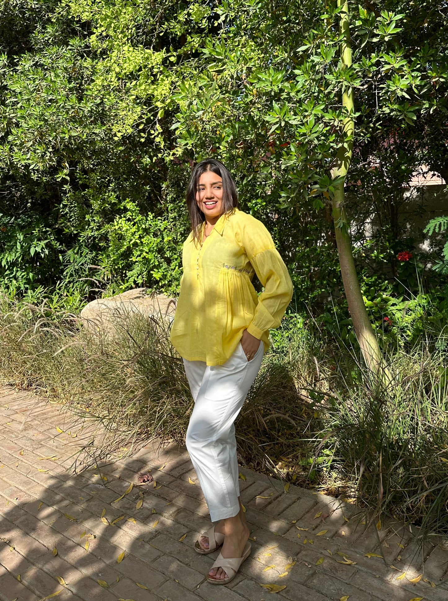 Yellow Embroidered Top