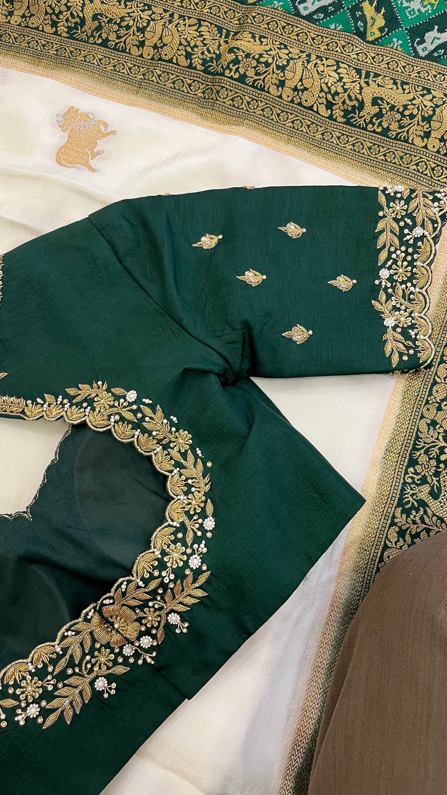 White Patola Saree Blouse