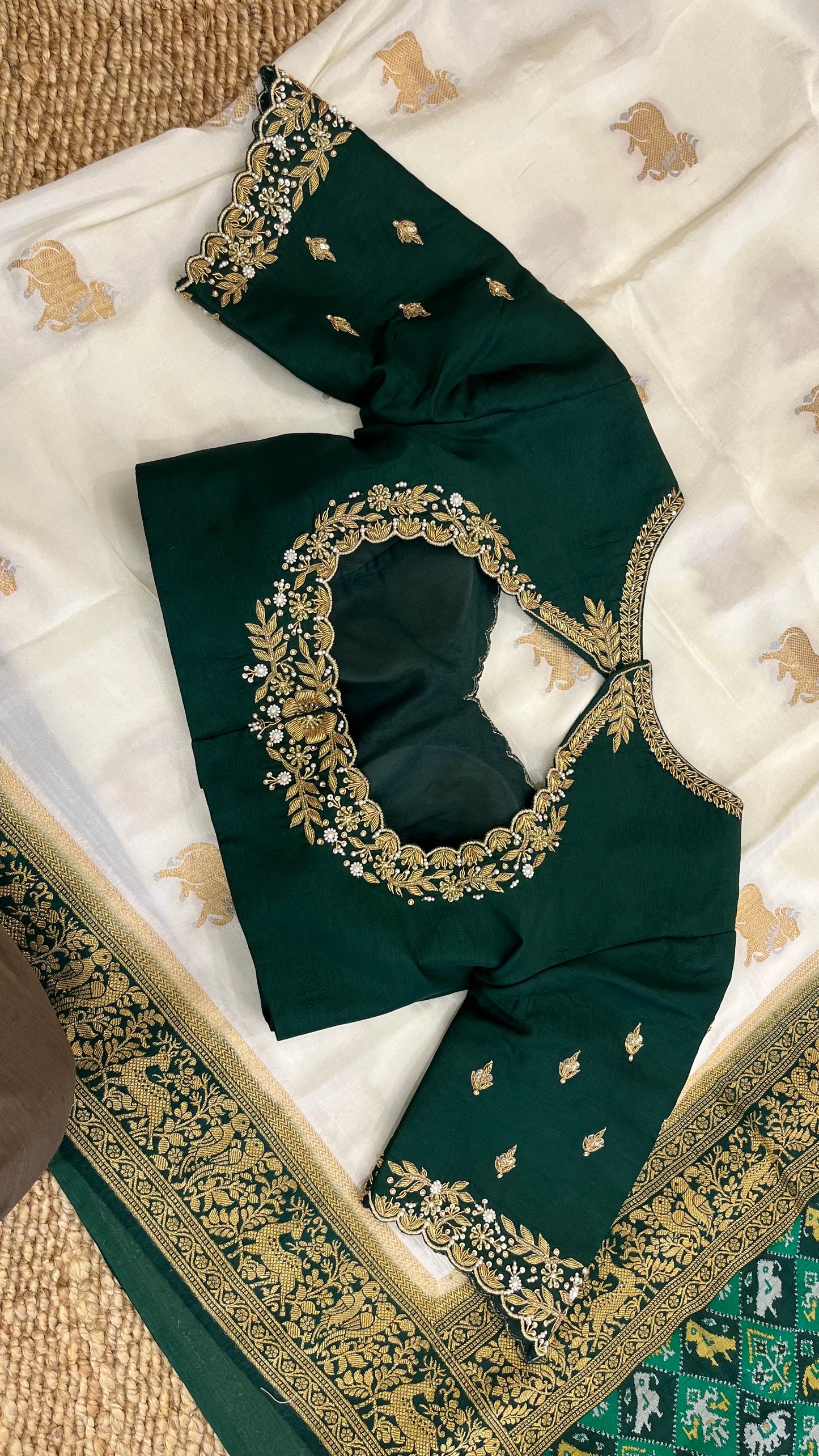 White Patola Saree Blouse