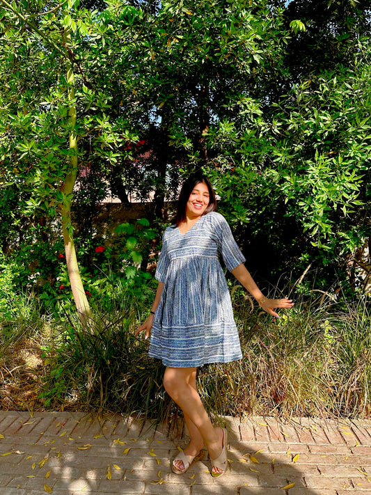 Blue Leafy Summer Dress