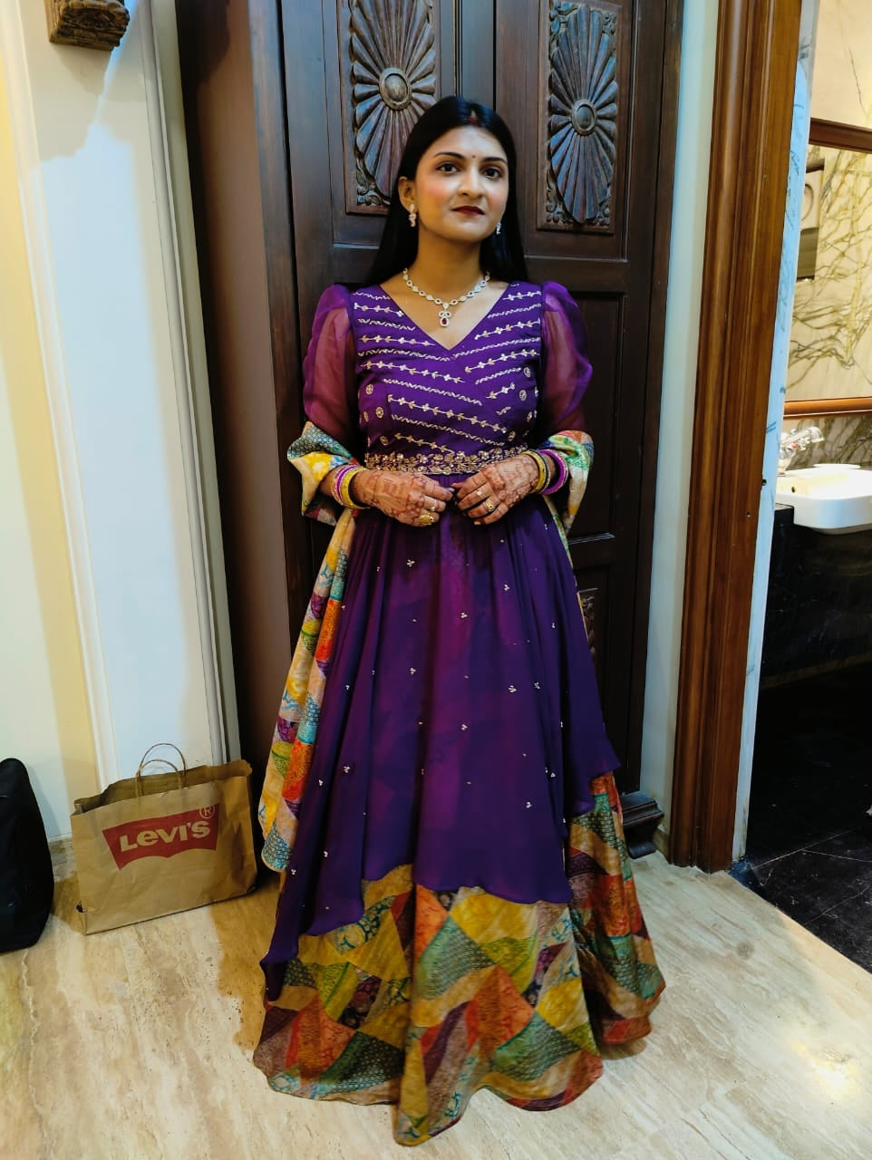 Vishakha's Assymetrical Jacket with Lehenga & Duppata
