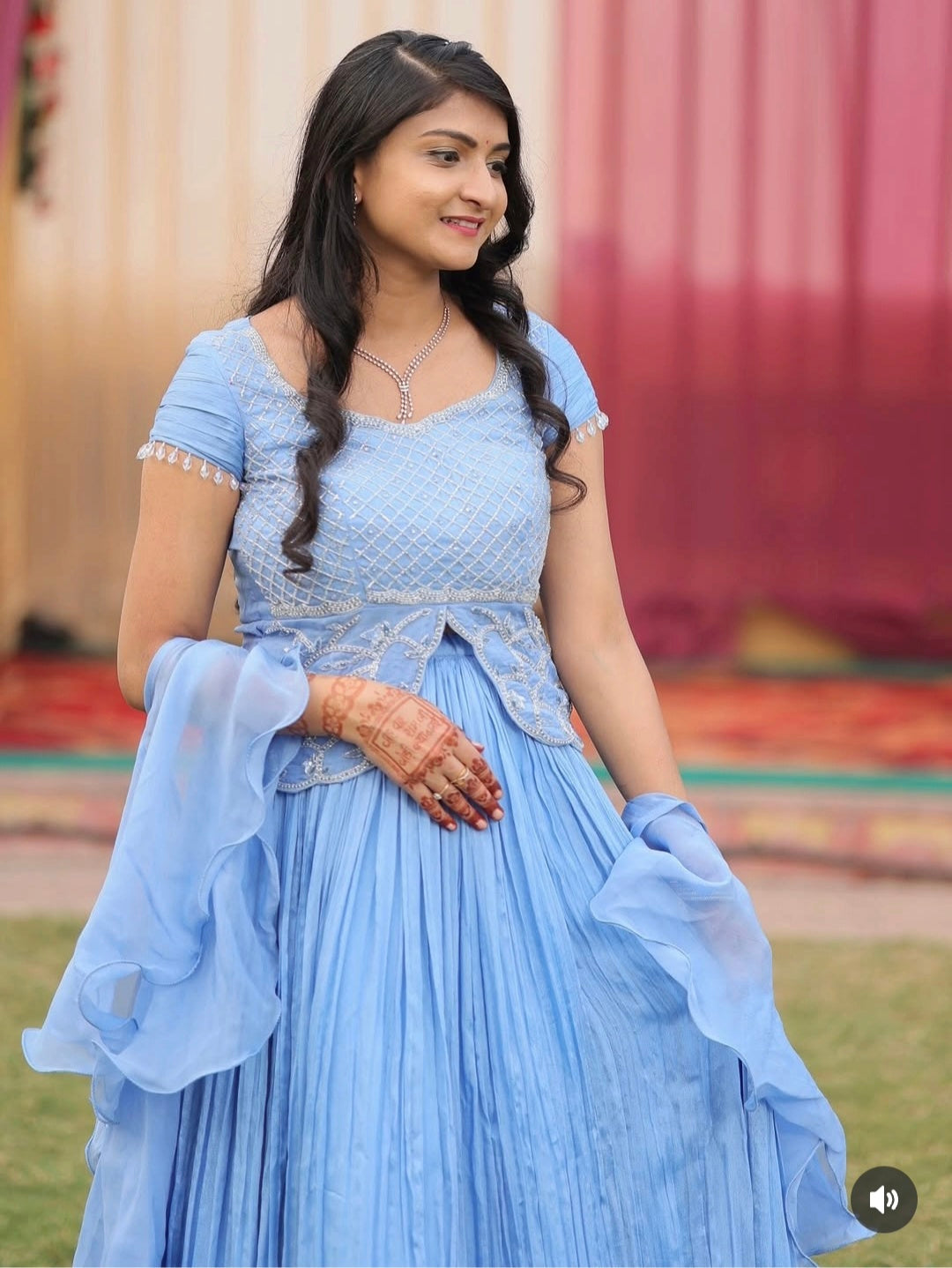 Vishakha's Blue Pleated Lehenga with Peplum