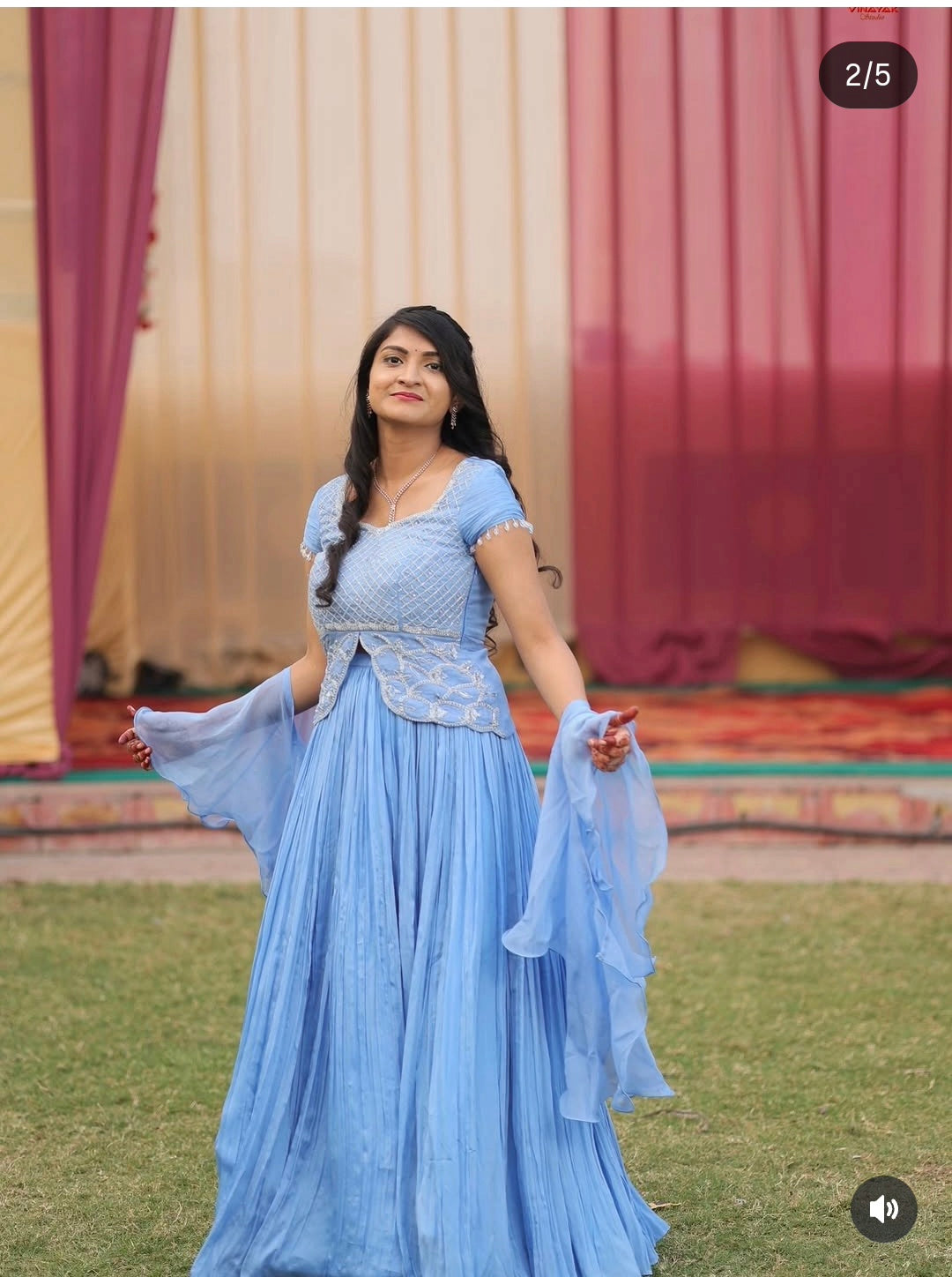 Vishakha's Blue Pleated Lehenga with Peplum