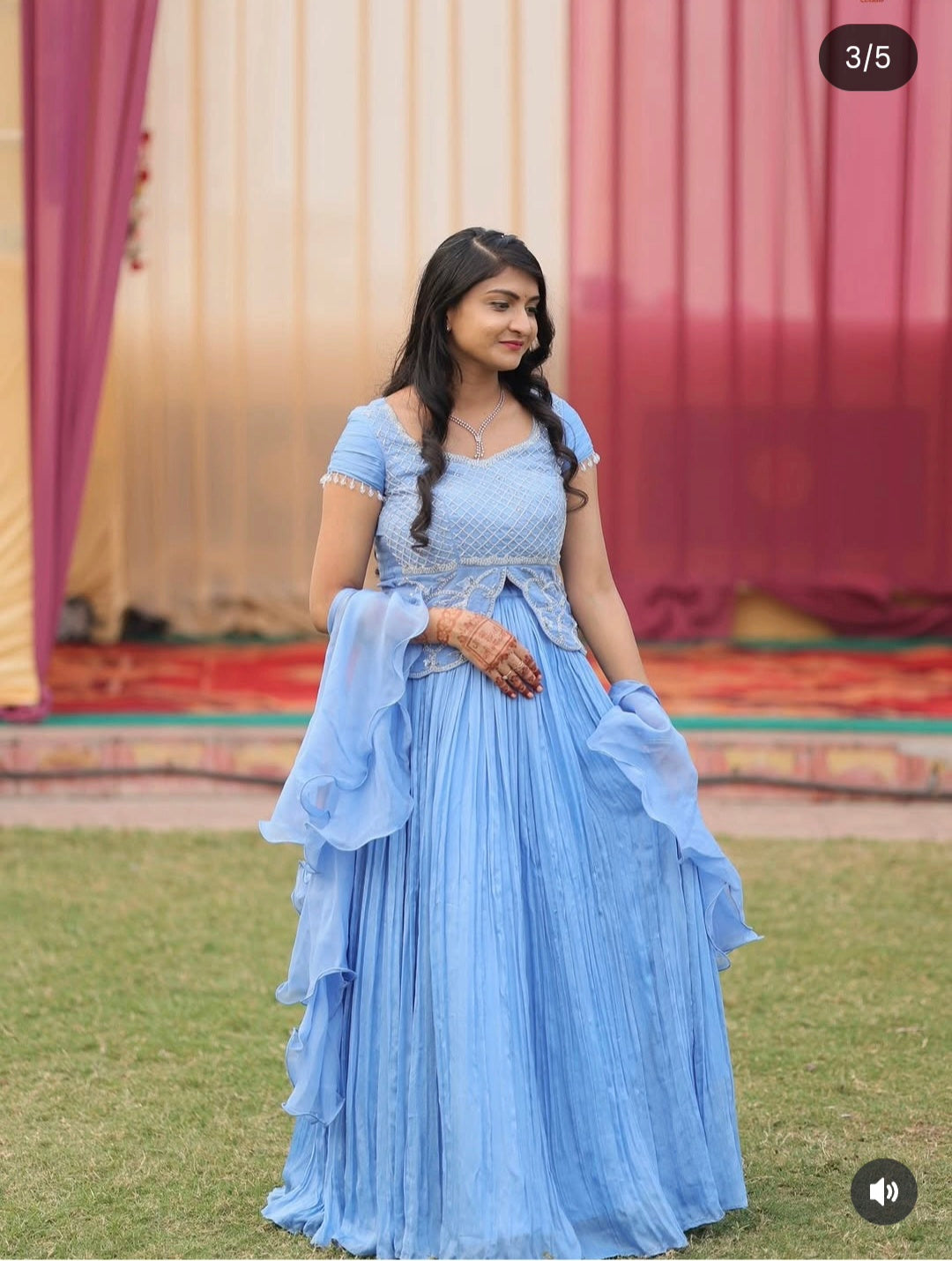 Vishakha's Blue Pleated Lehenga with Peplum