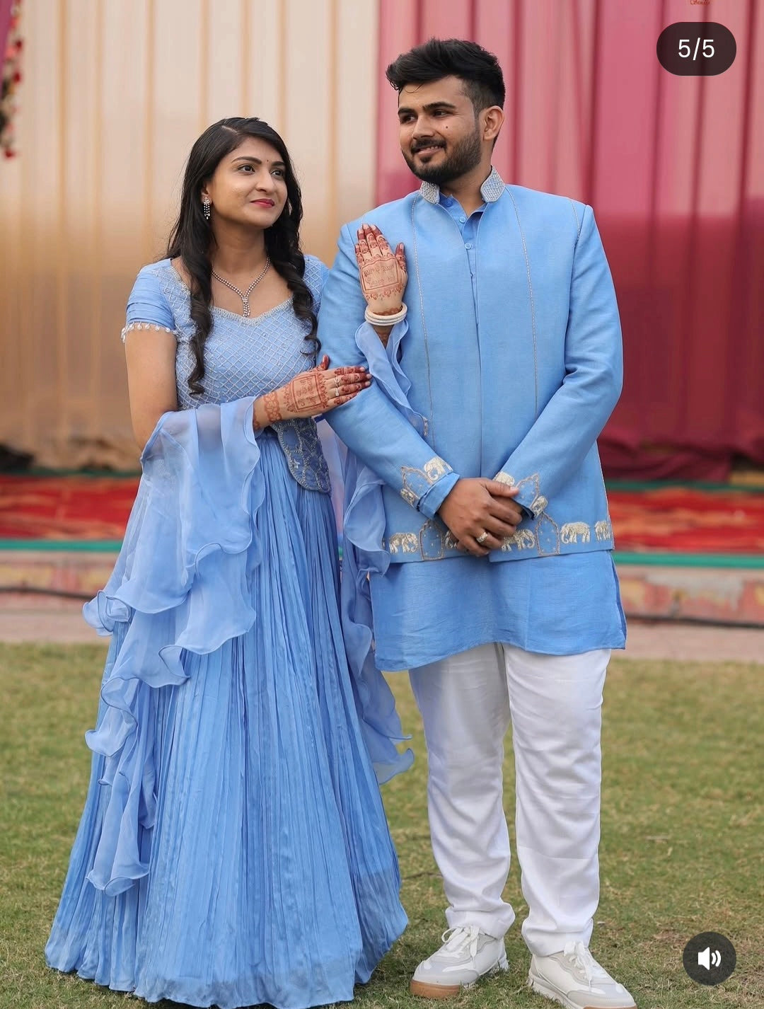 Vishakha's Blue Pleated Lehenga with Peplum