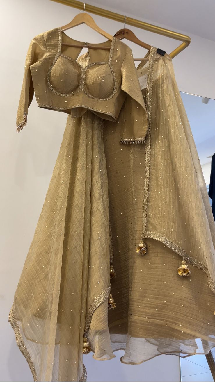 Golden Tissue Lehenga
