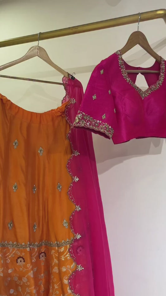 Pink and Orange Lehengha