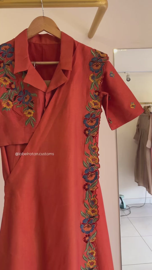 Rust Orange Indowestern set