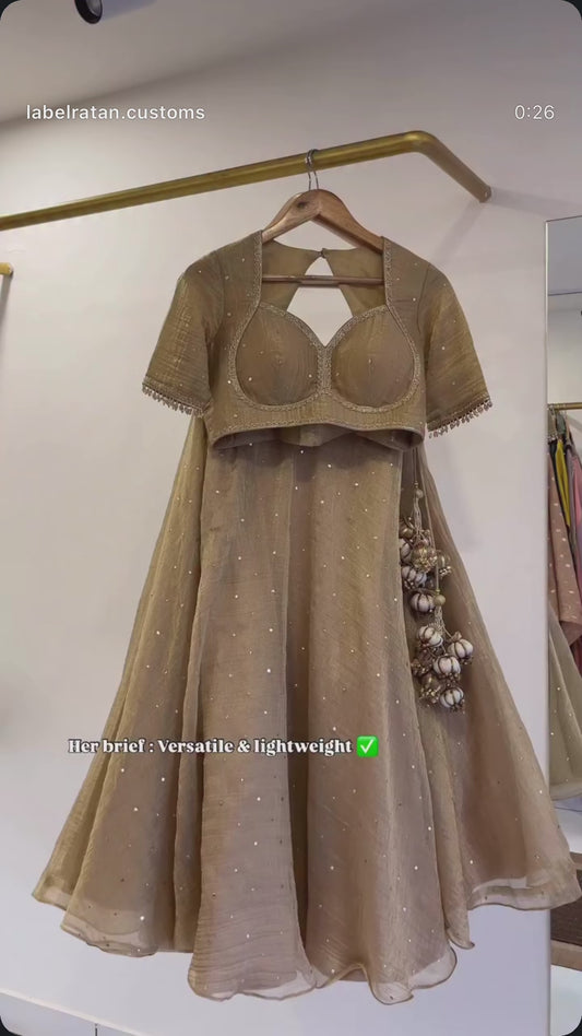 Golden Tissue Lehenga