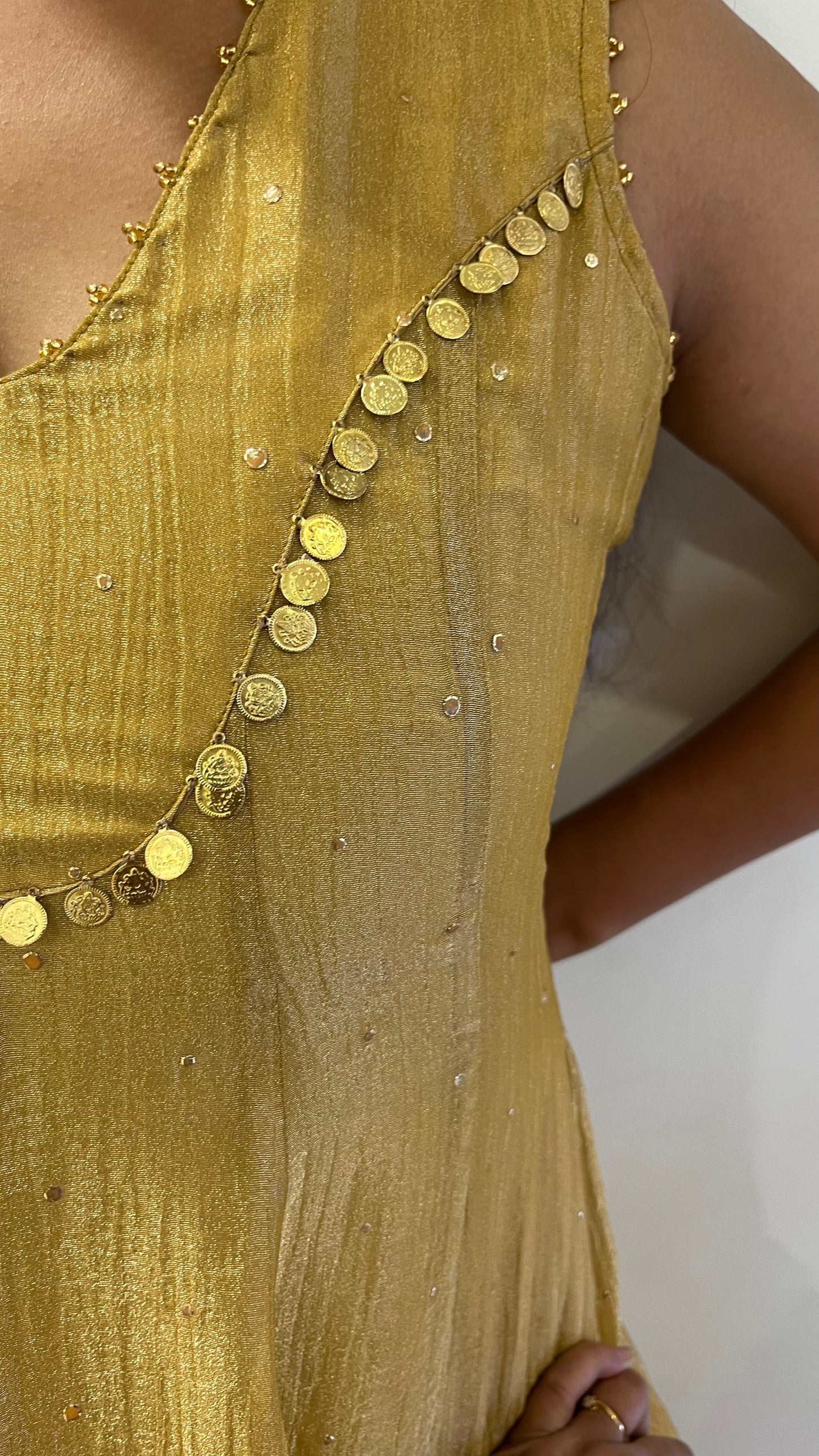 Golden Tissue Anarkali
