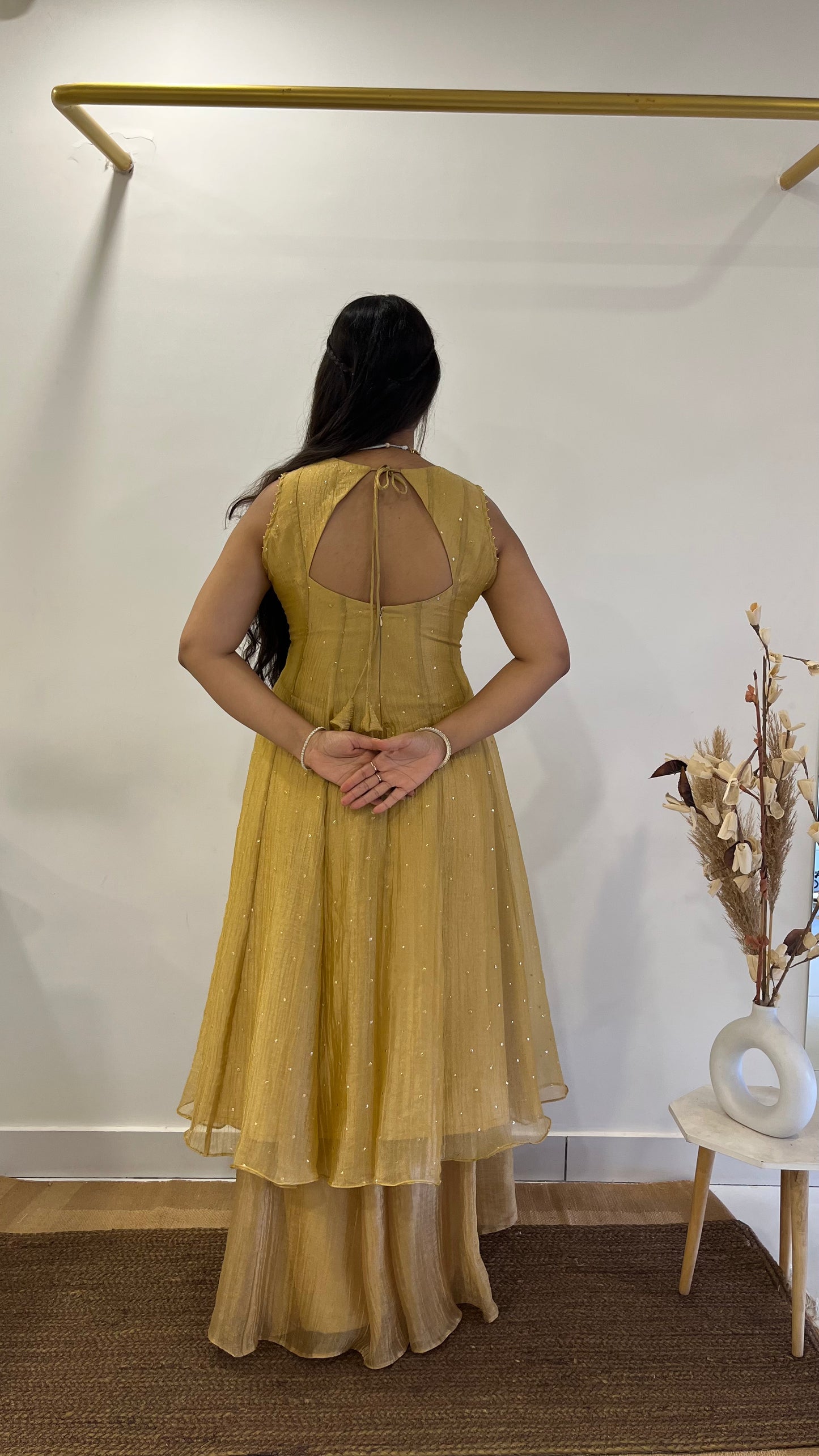 Golden Tissue Anarkali