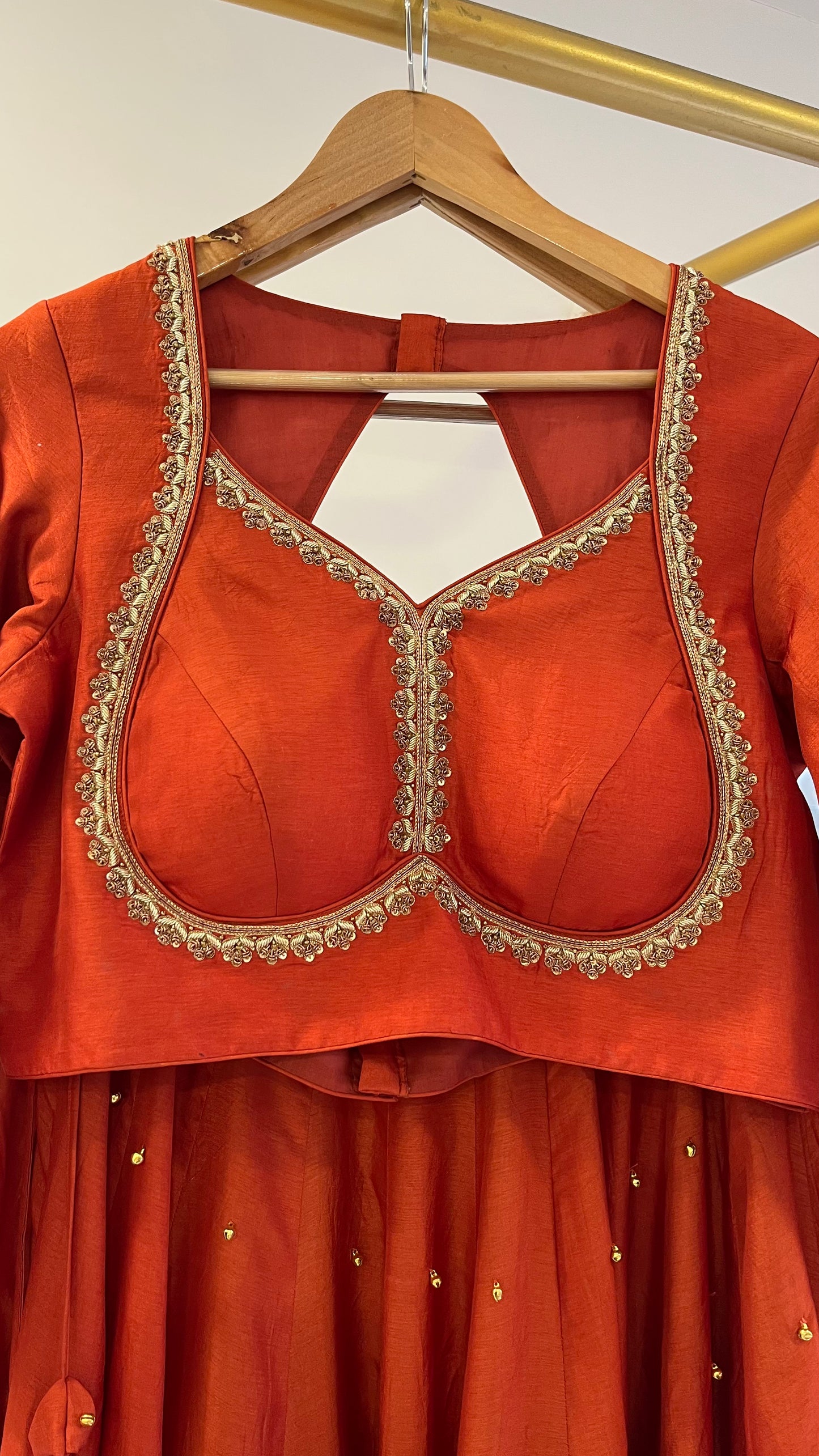 Rust Ghunghroo Lehenga Set
