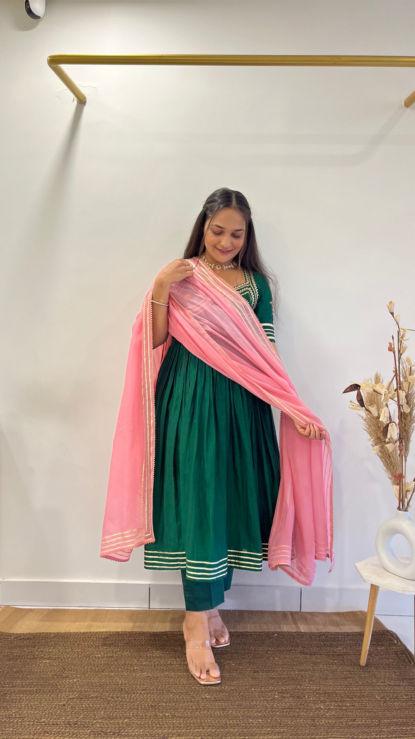 Green & Pink Aangi Anarkali