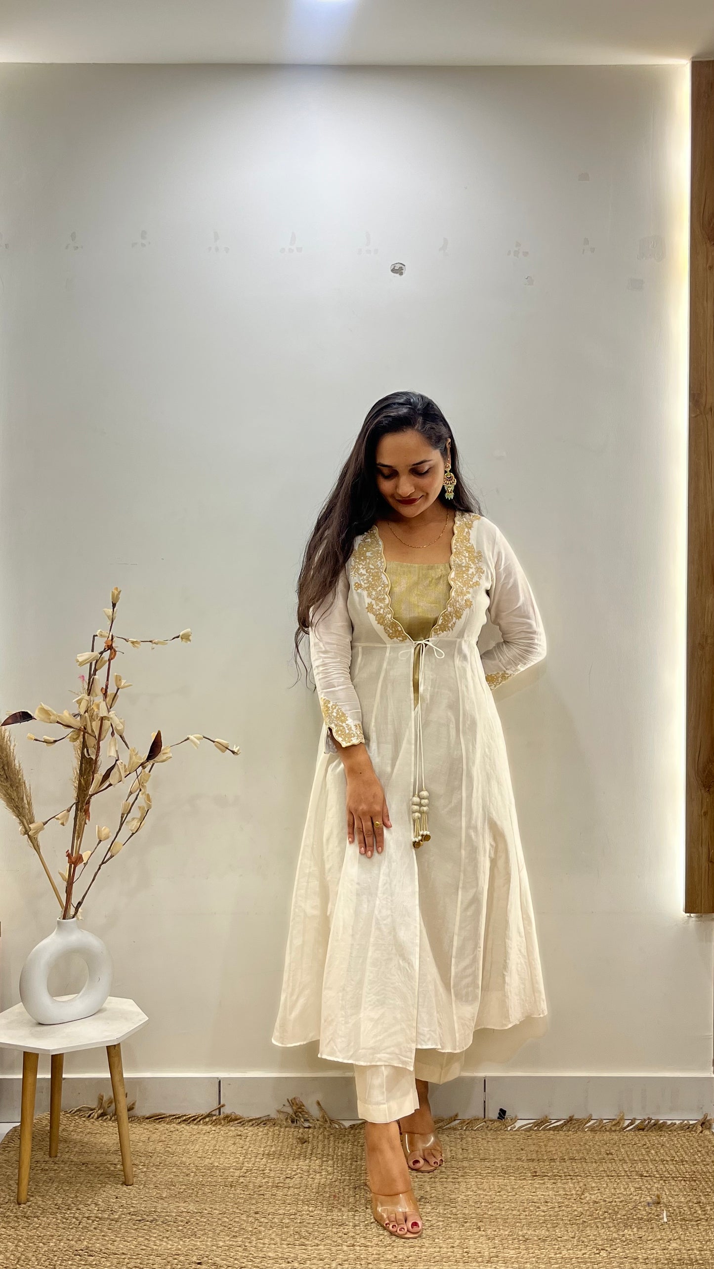 Ivory & Gold Anarkali Suit Set