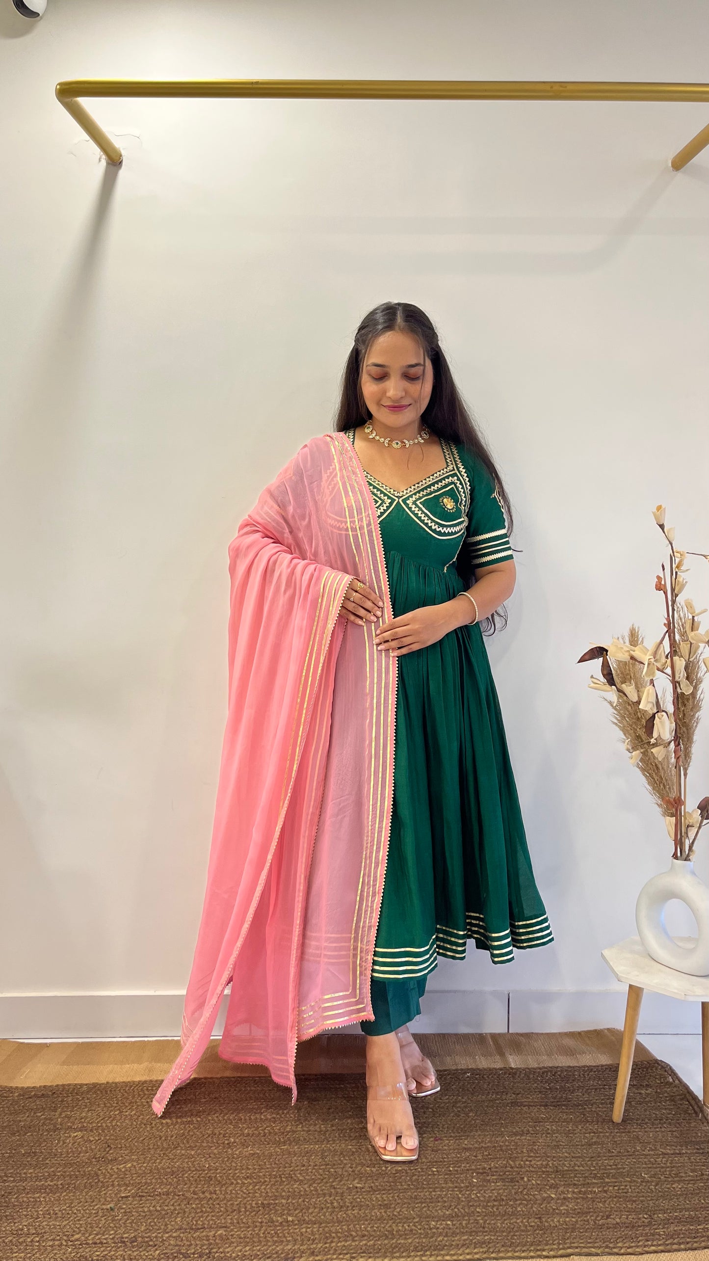 Green & Pink Aangi Anarkali