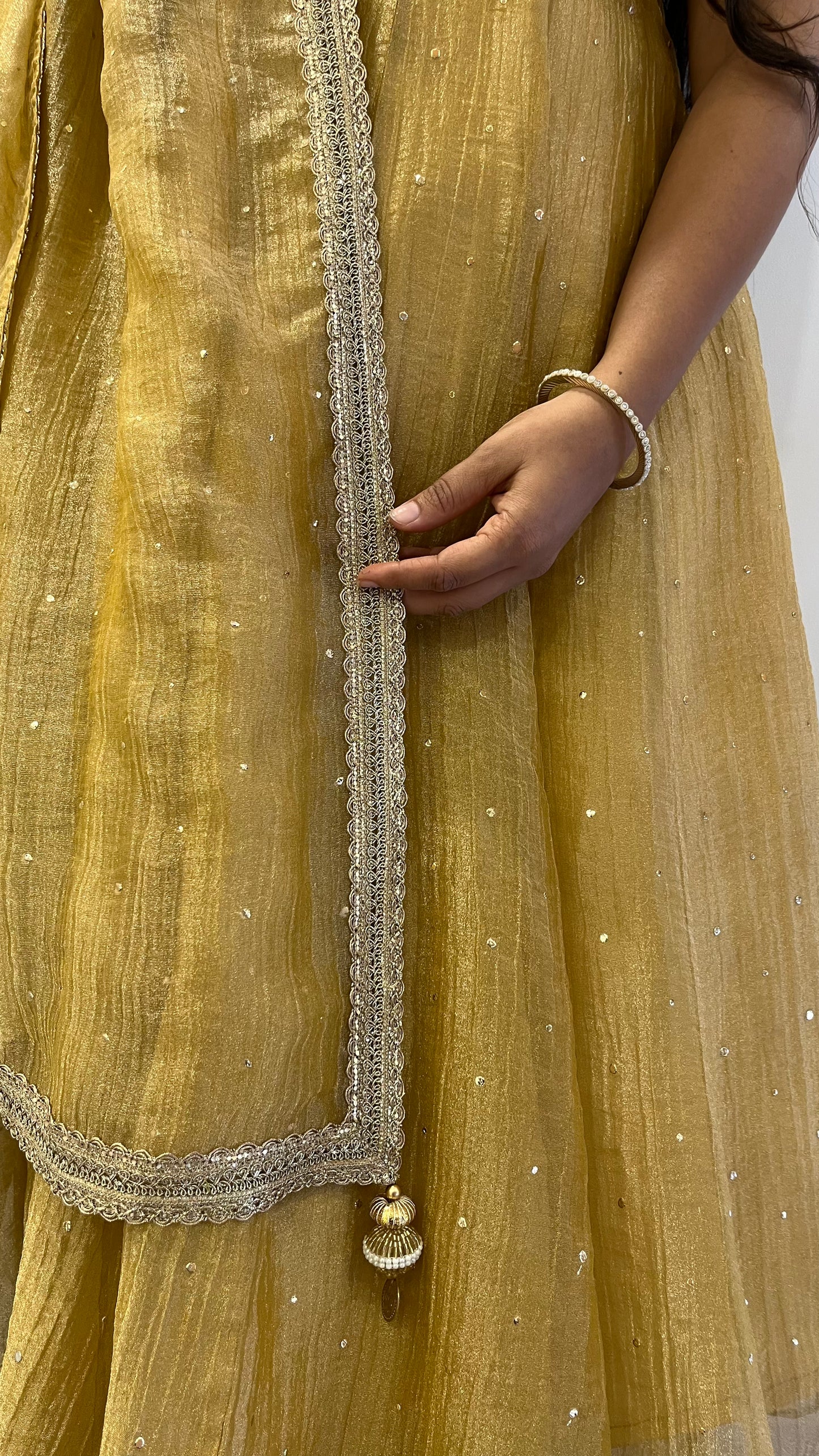 Golden Tissue Anarkali