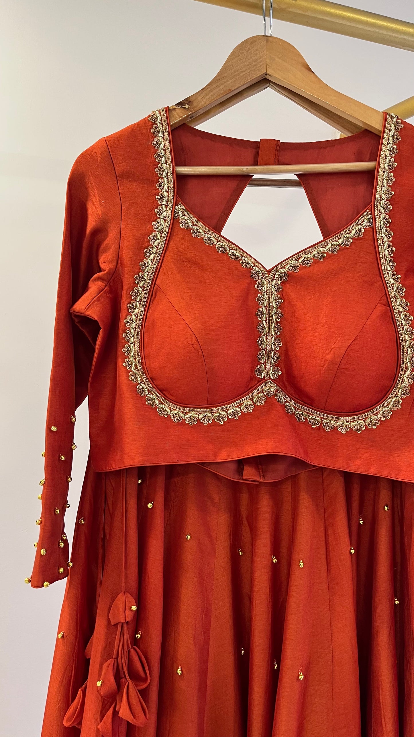 Rust Ghunghroo Lehenga Set