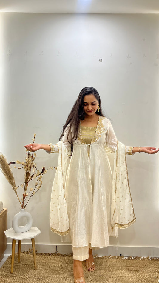 Ivory & Gold Anarkali Suit Set