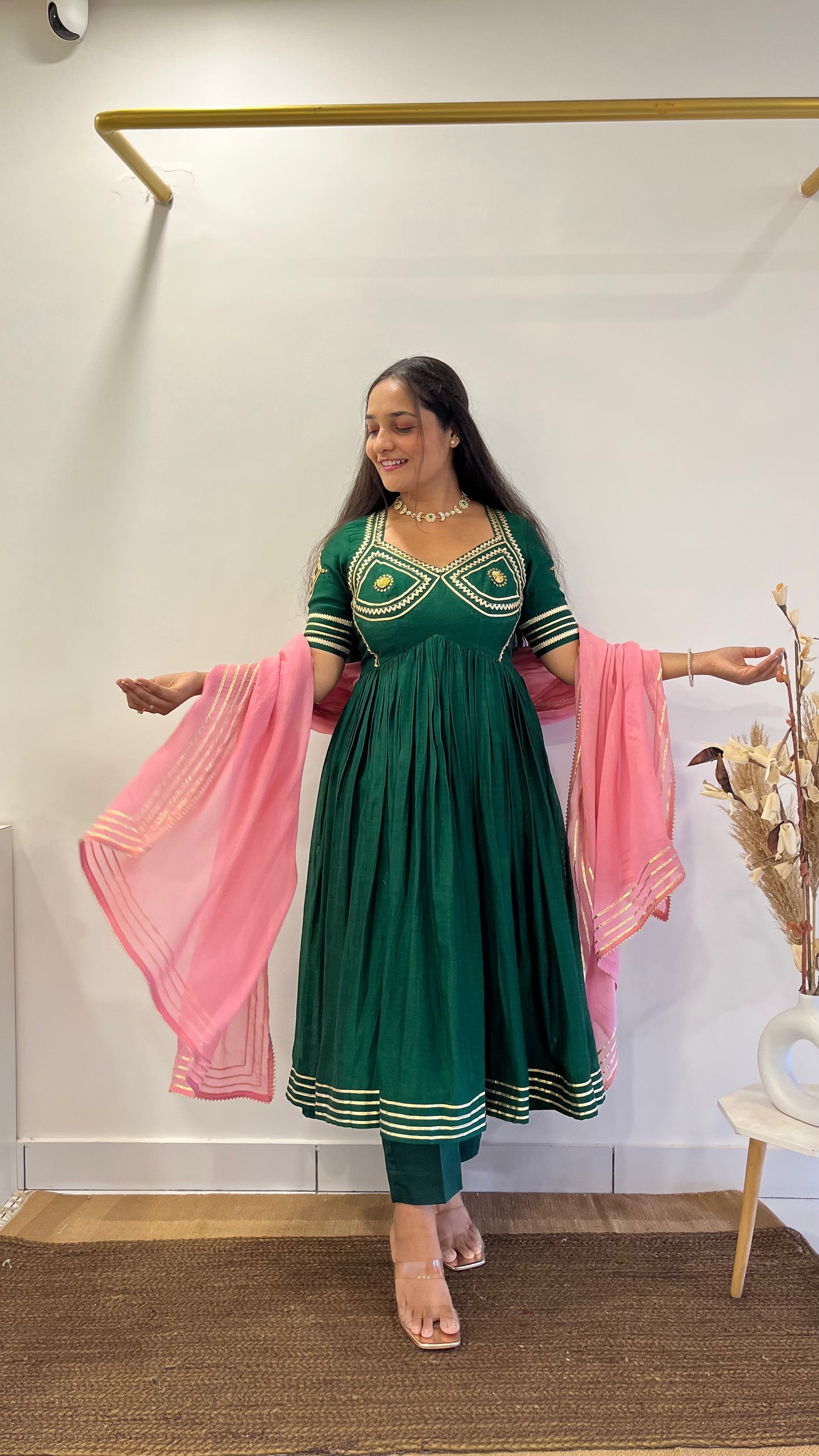 Green & Pink Aangi Anarkali