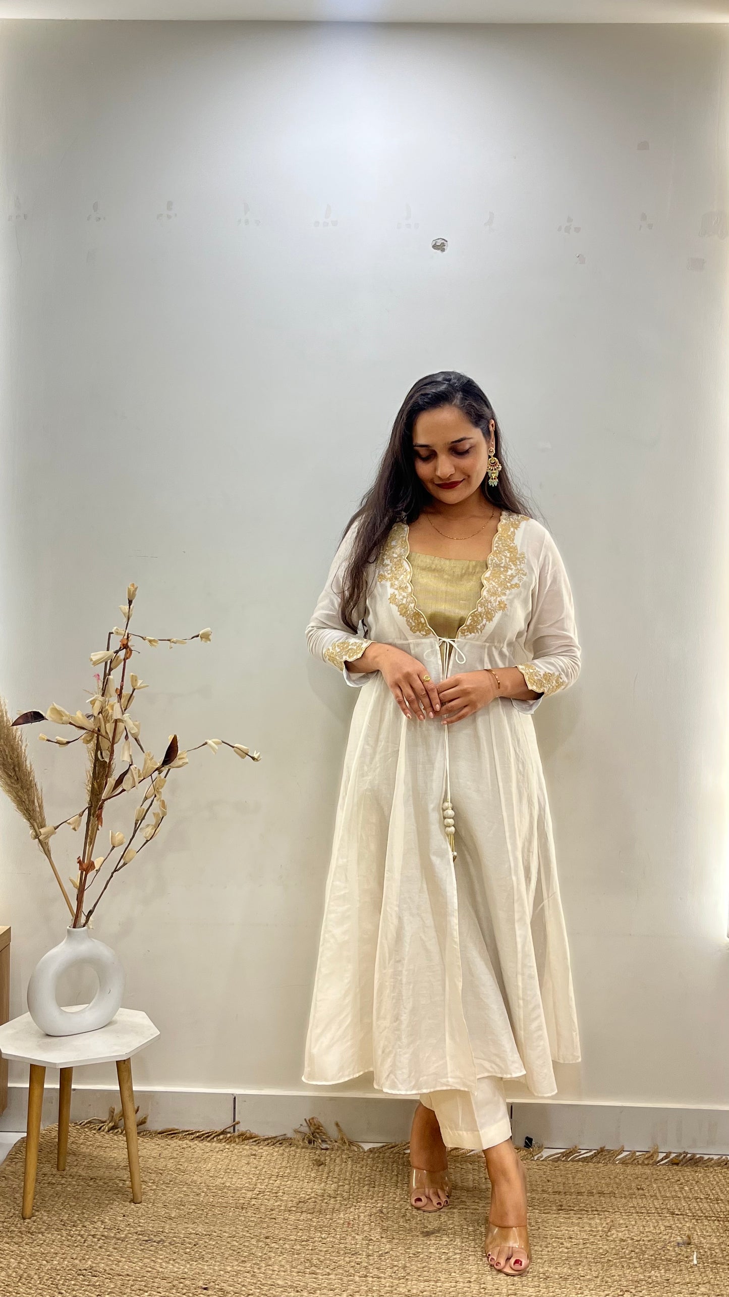 Ivory & Gold Anarkali Suit Set