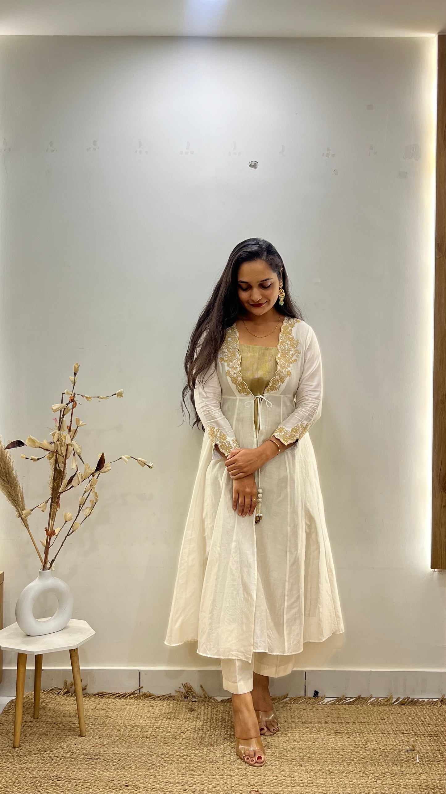 Ivory & Gold Anarkali Suit Set