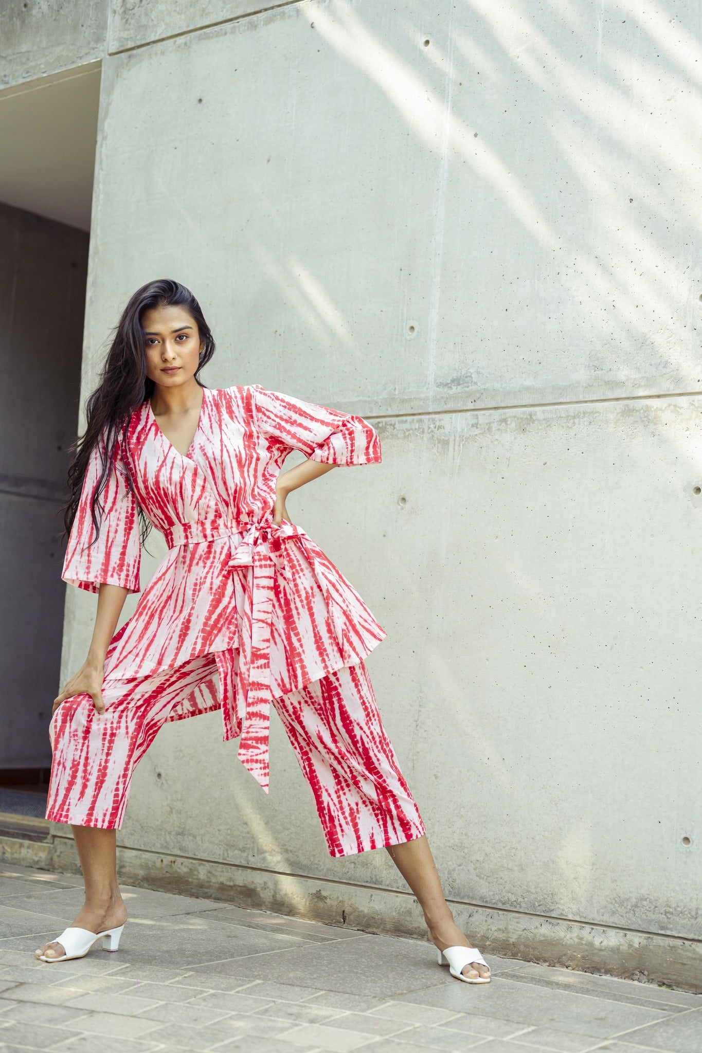 Red Shibori Casual Co-ord Set